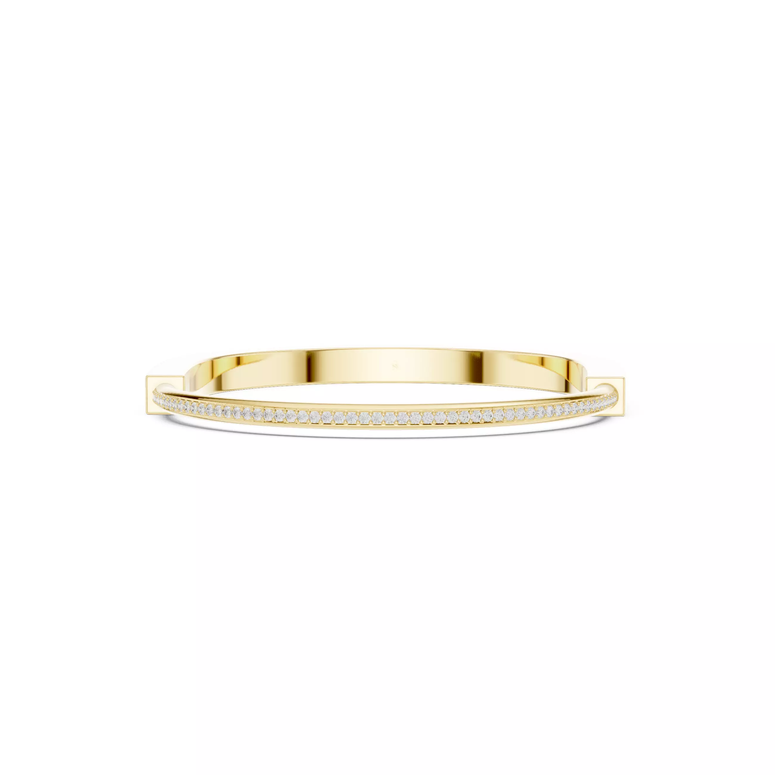 Round Diamond U Shape Mens Bracelet With Video and Files 3D print model_2