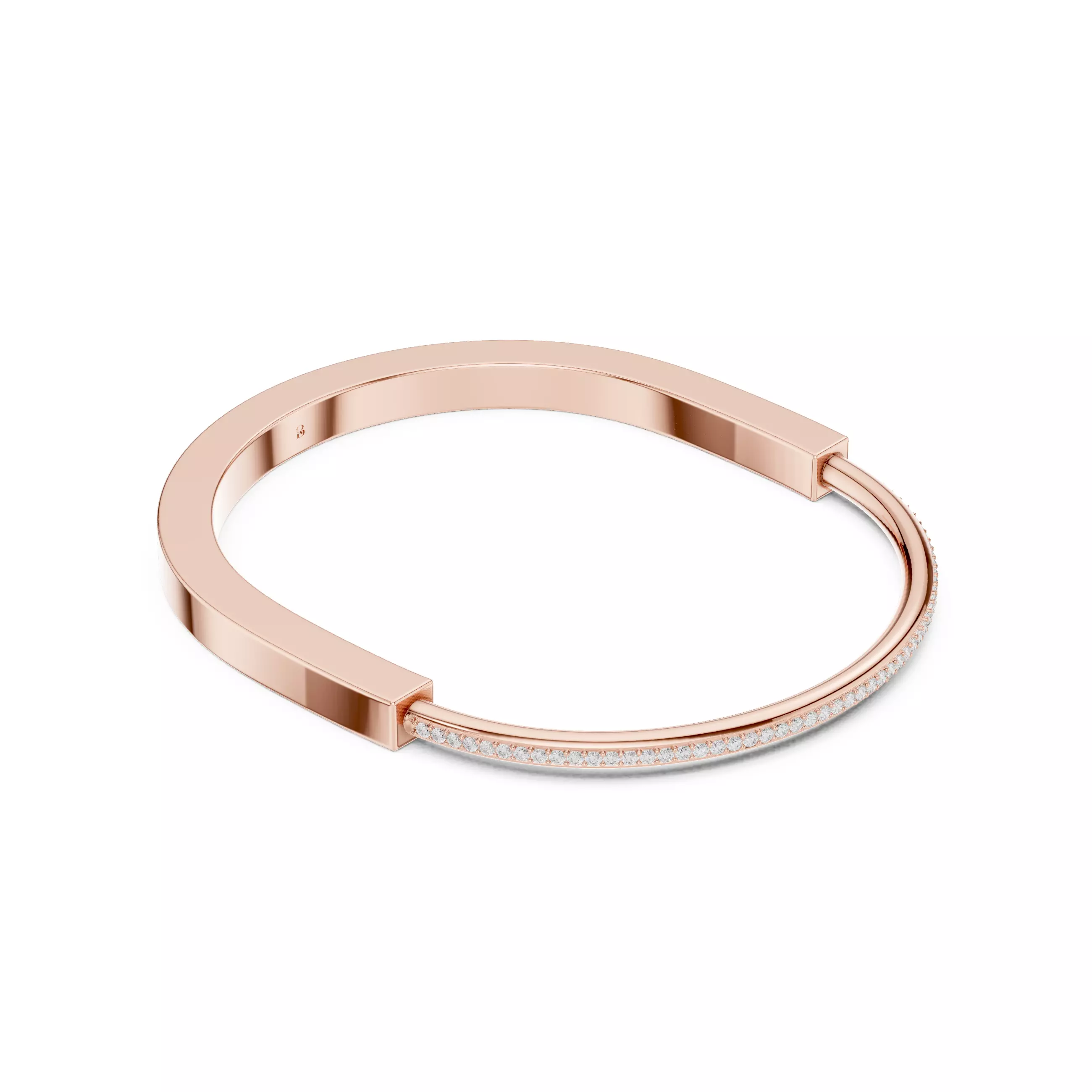 Round Diamond U Shape Mens Bracelet With Video and Files 3D print model_3