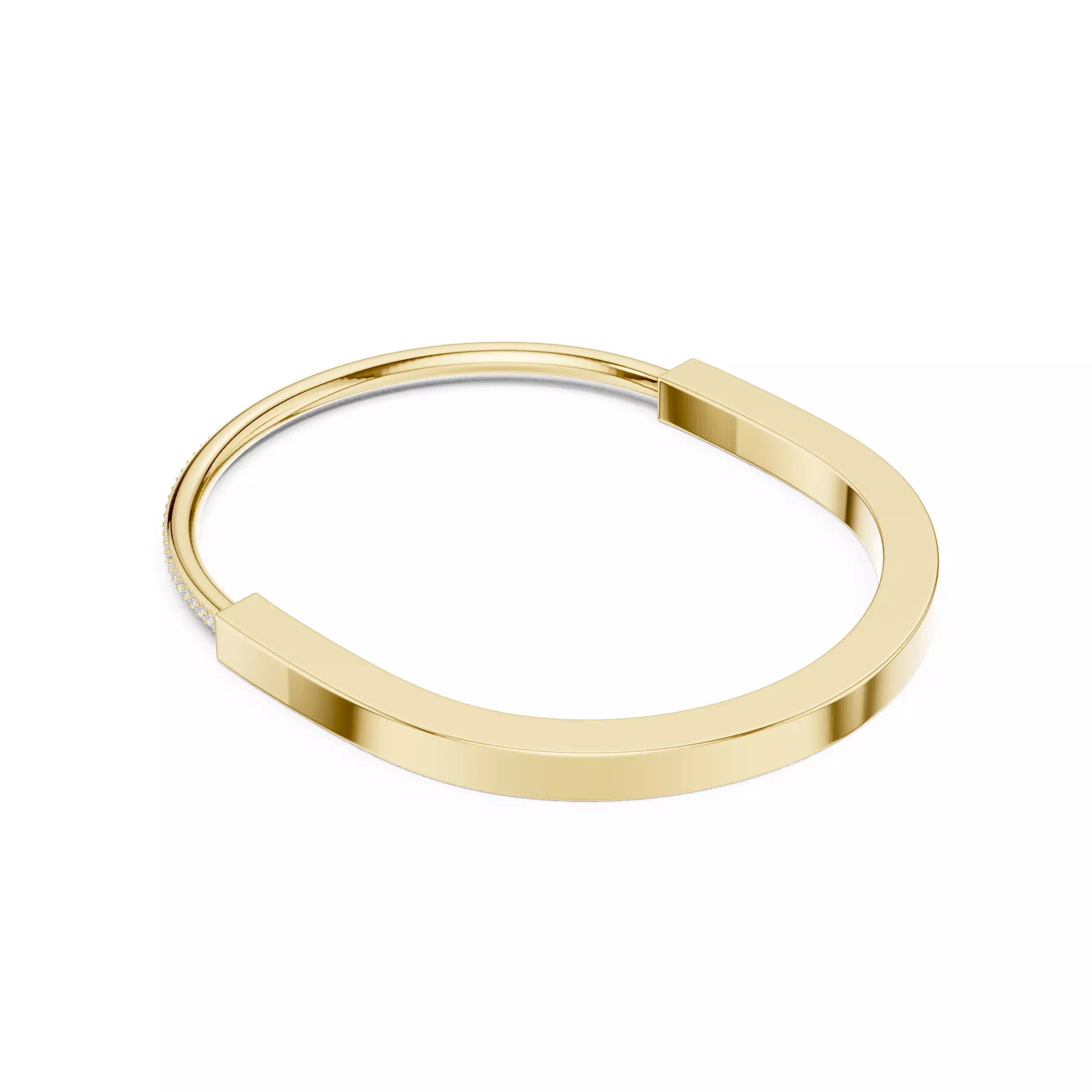 Round Diamond U Shape Mens Bracelet With Video and Files 3D print model_10