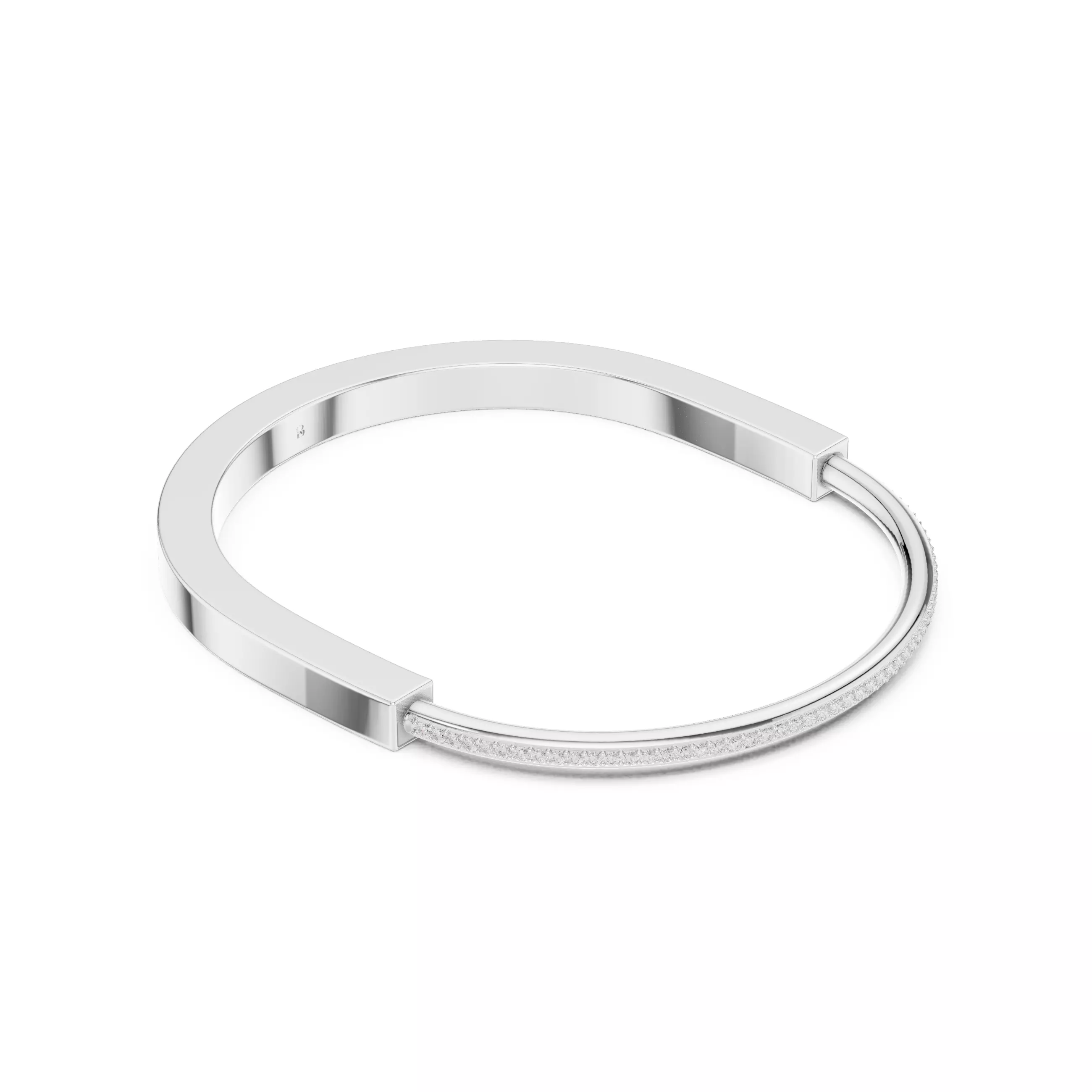 Round Diamond U Shape Mens Bracelet With Video and Files 3D print model_6