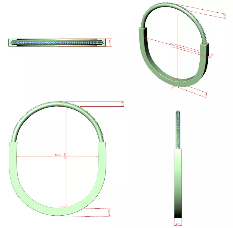 Round Diamond U Shape Mens Bracelet With Video and Files 3D print model_12