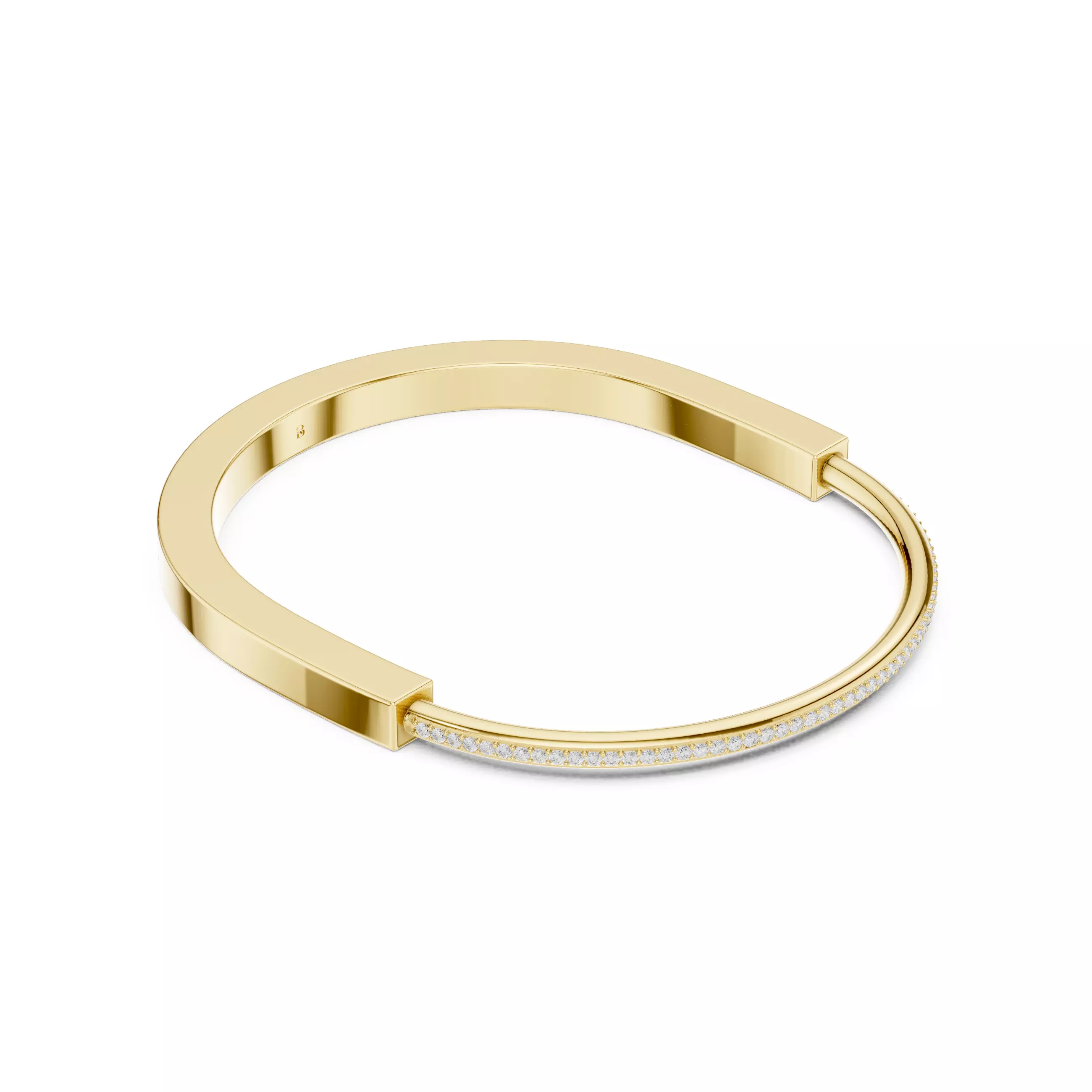 Round Diamond U Shape Mens Bracelet With Video and Files 3D print model_9