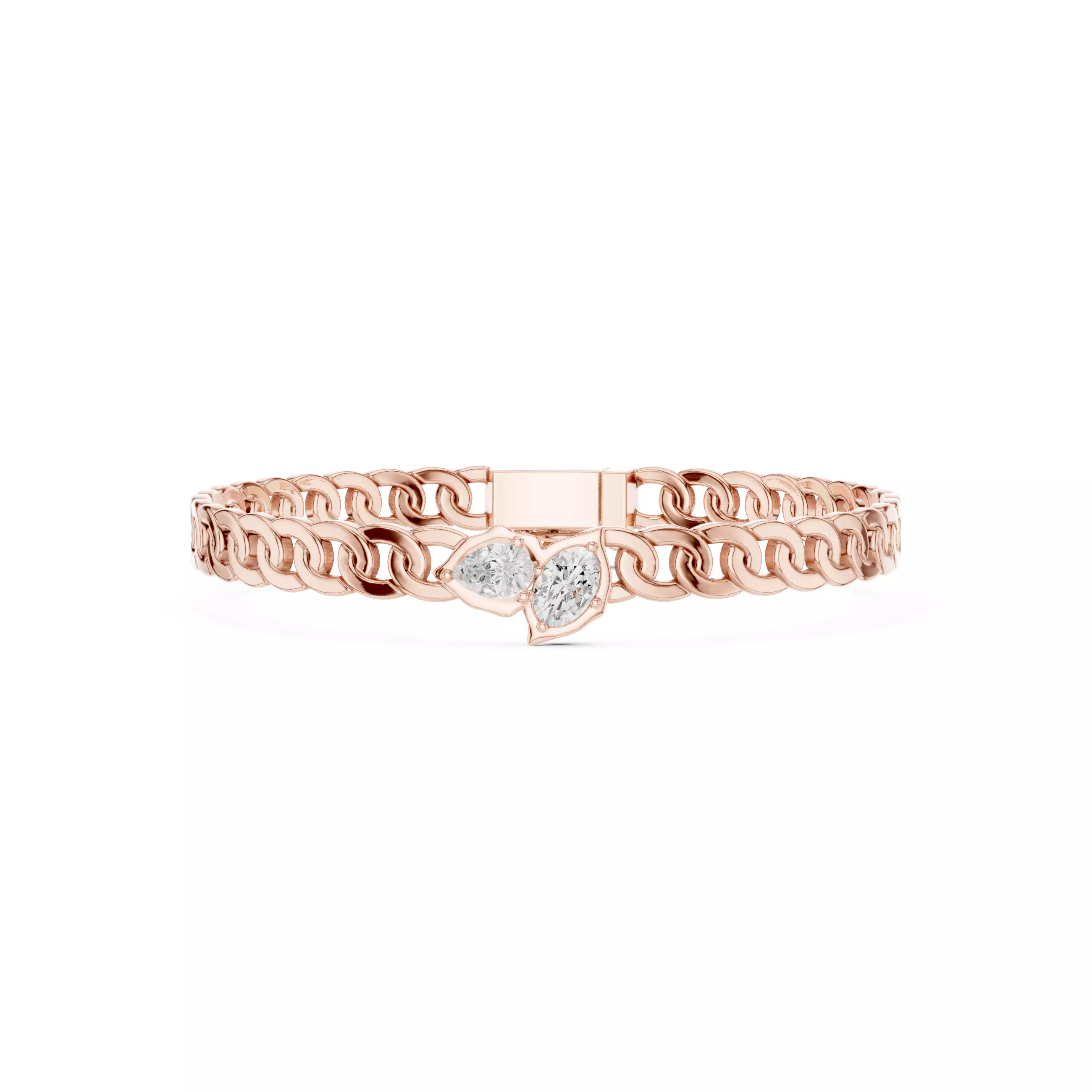 Cuban Chain Link Mens Bracelet Printable Design Files with Video 3D print model_0