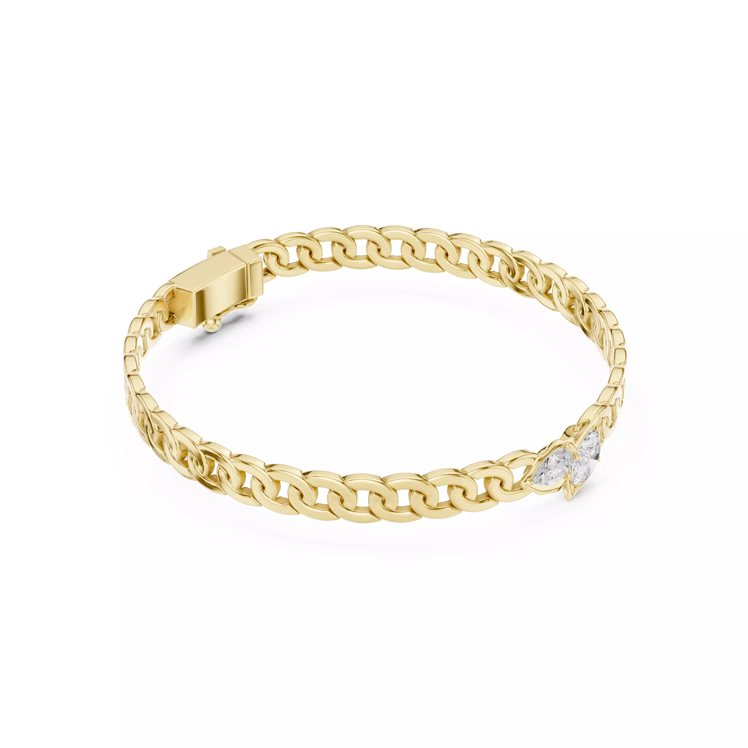 Cuban Chain Link Mens Bracelet Printable Design Files with Video 3D print model_9