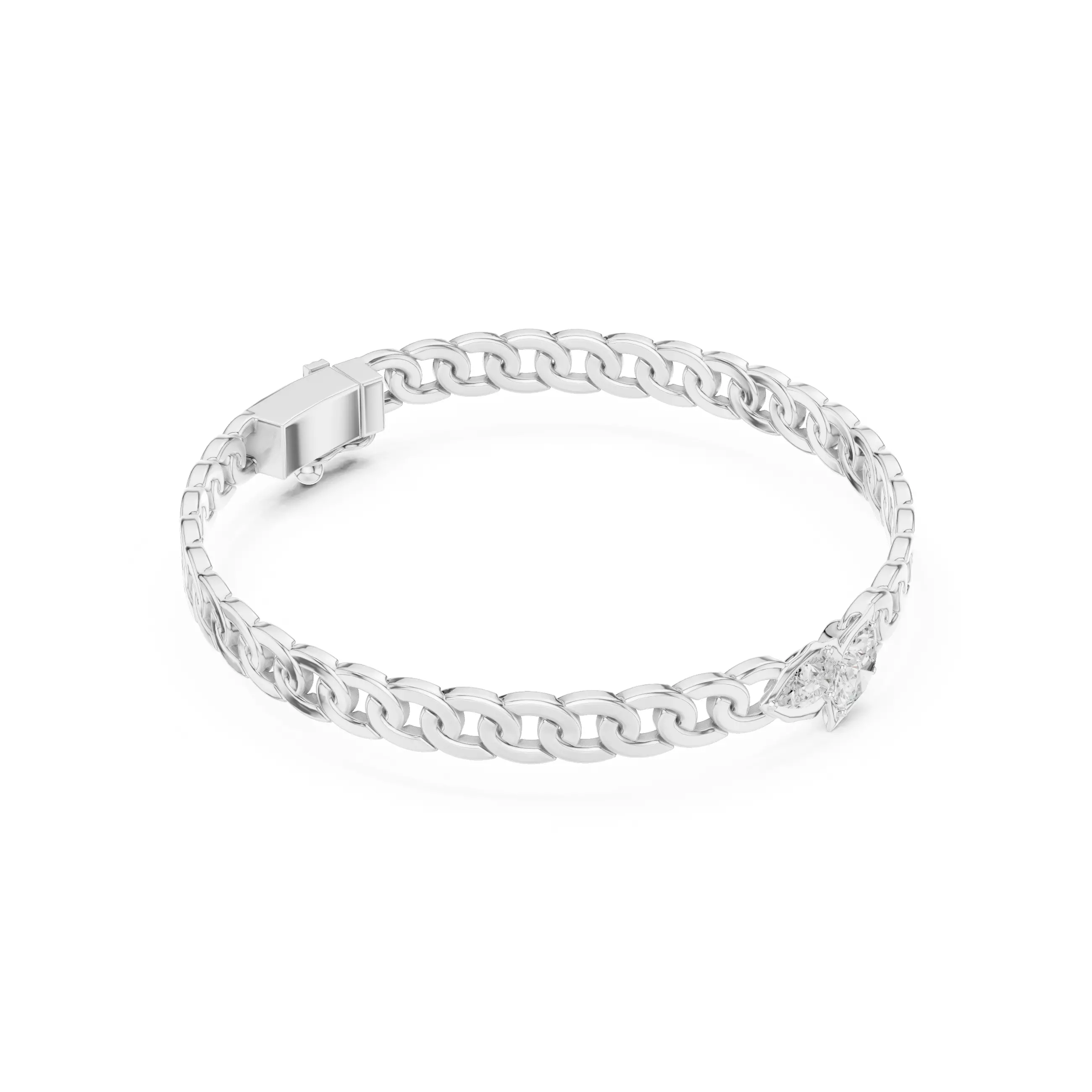 Cuban Chain Link Mens Bracelet Printable Design Files with Video 3D print model_6