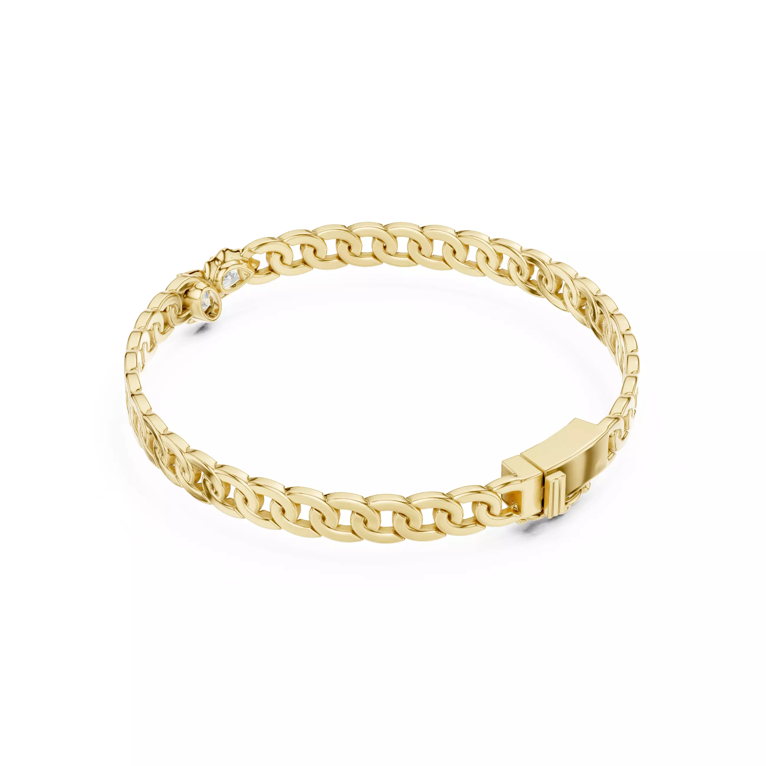 Cuban Chain Link Mens Bracelet Printable Design Files with Video 3D print model_10