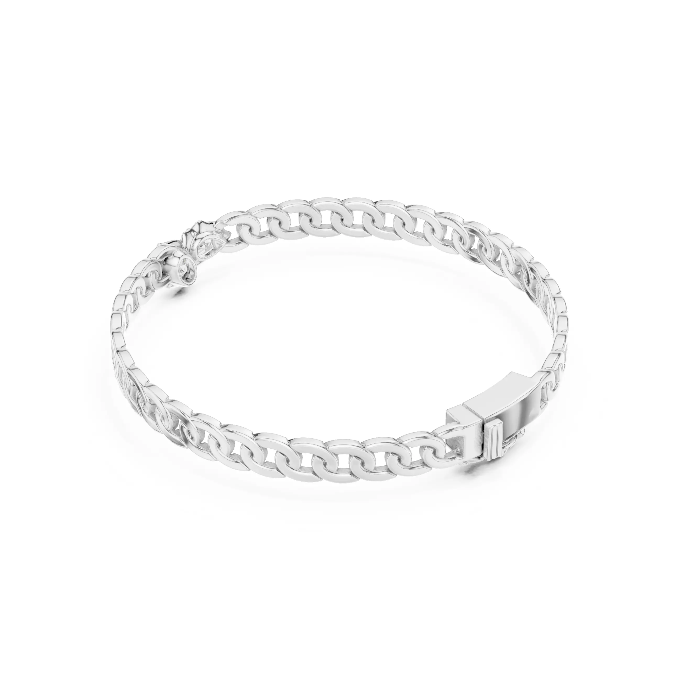 Cuban Chain Link Mens Bracelet Printable Design Files with Video 3D print model_7