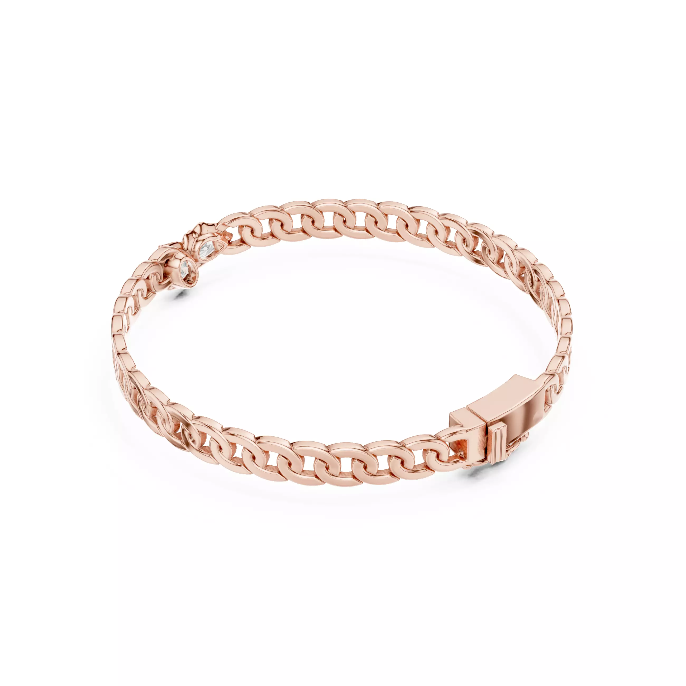 Cuban Chain Link Mens Bracelet Printable Design Files with Video 3D print model_4