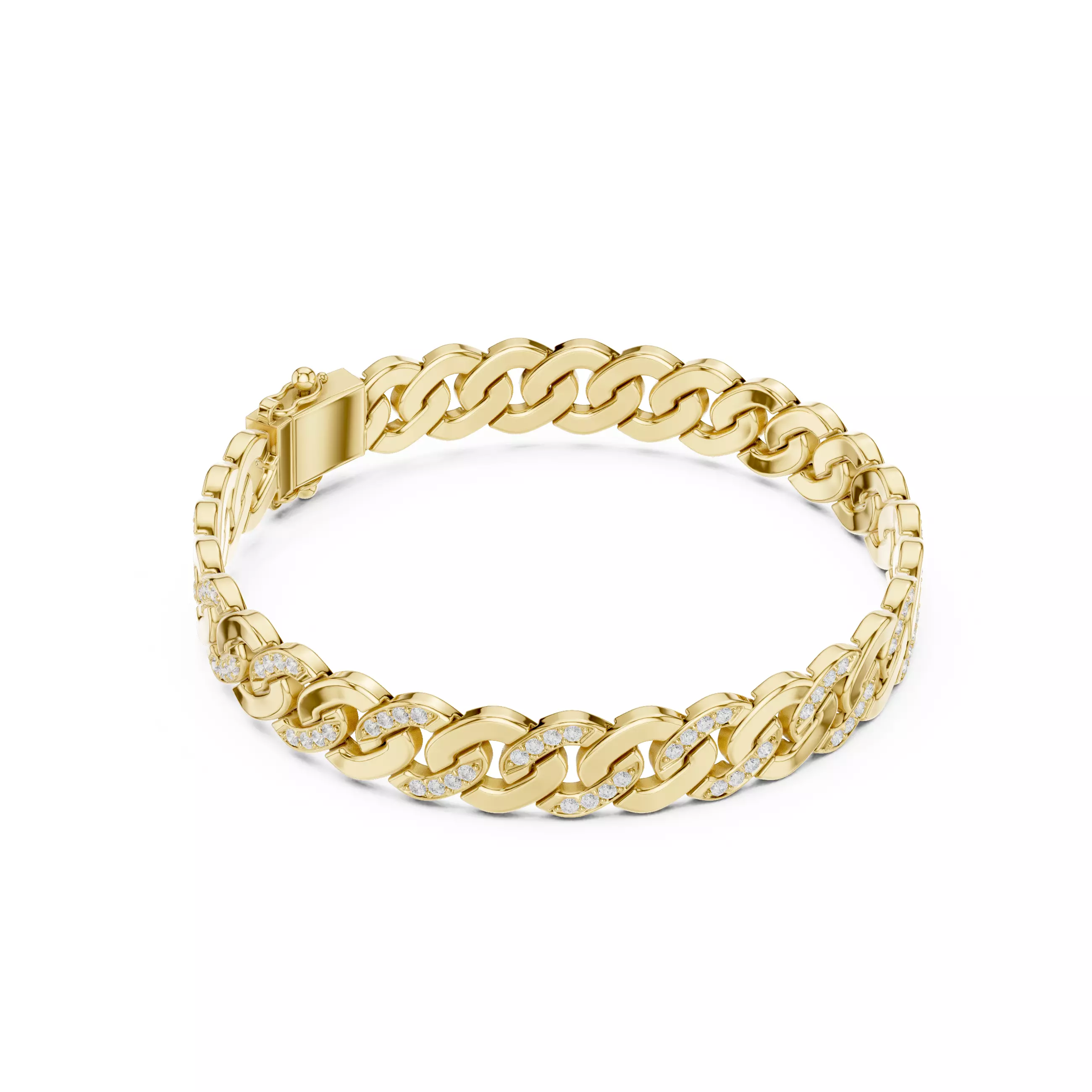 4 45mm Wide Cuban Chain Bracelet For Men with Design and Video 3D print model_9