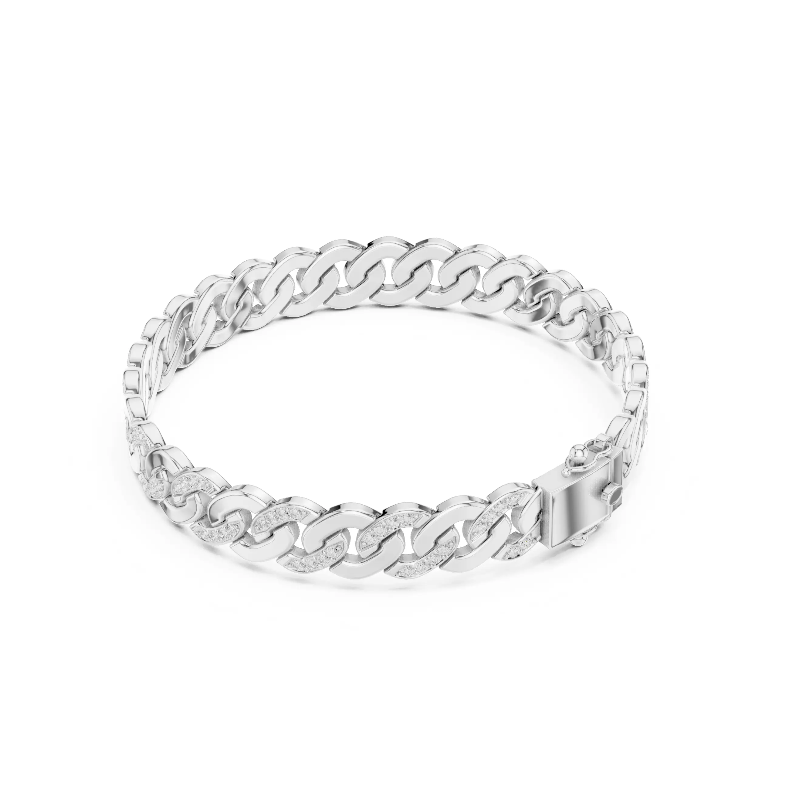 4 45mm Wide Cuban Chain Bracelet For Men with Design and Video 3D print model_7