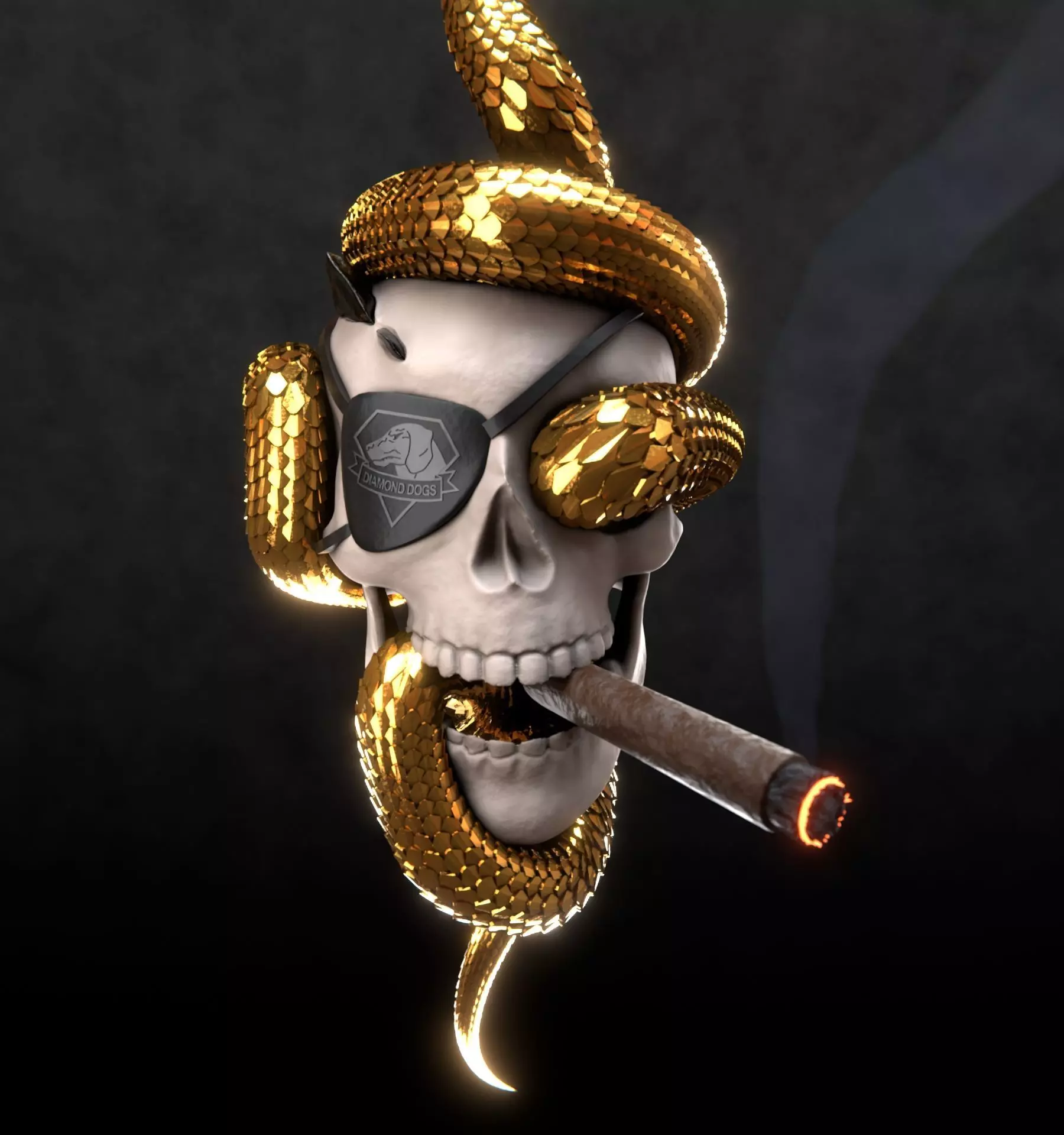 Solid snake skull Charm sculpt 3d printable  3D print model_5