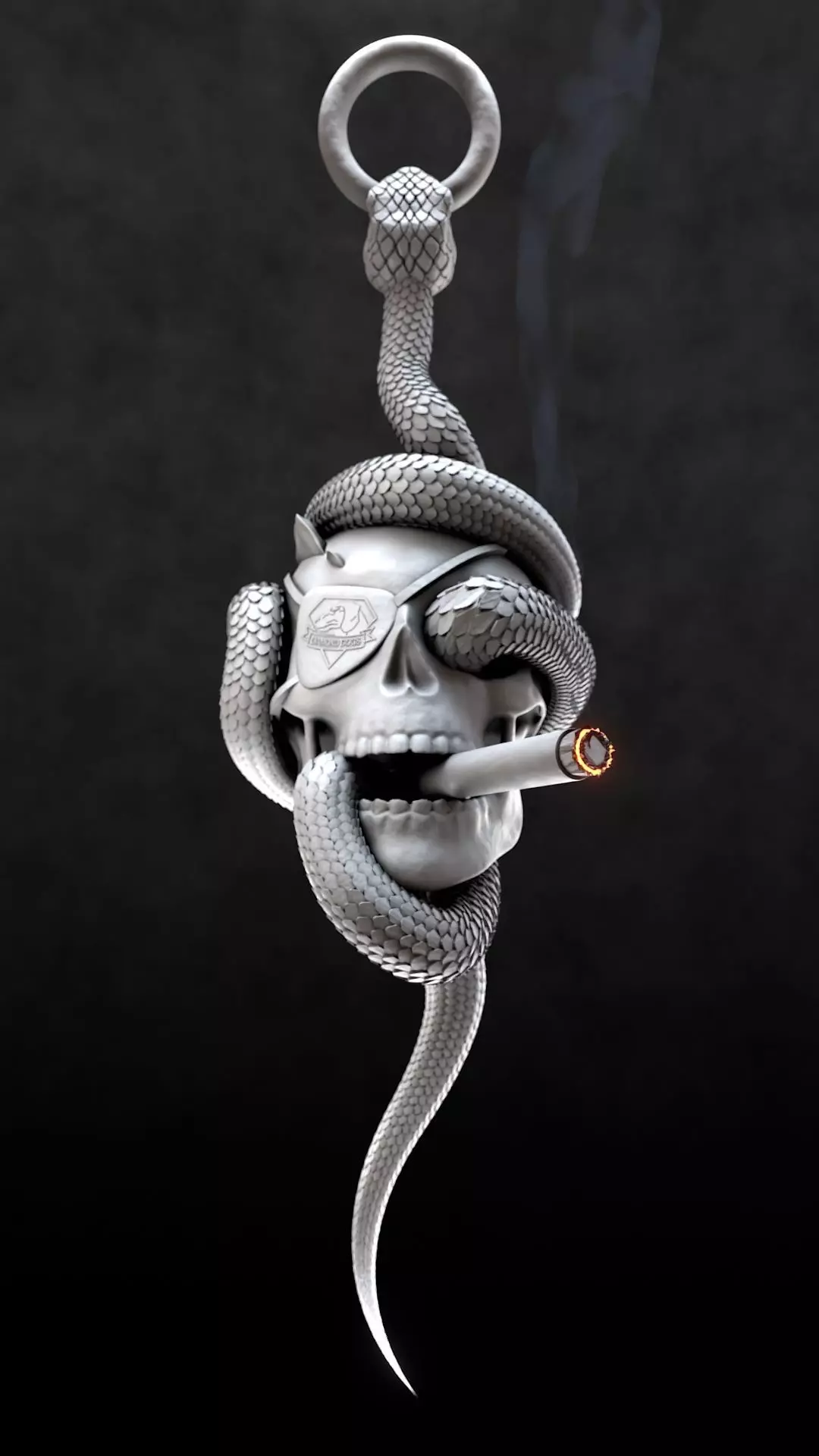 Solid snake skull Charm sculpt 3d printable  3D print model_18