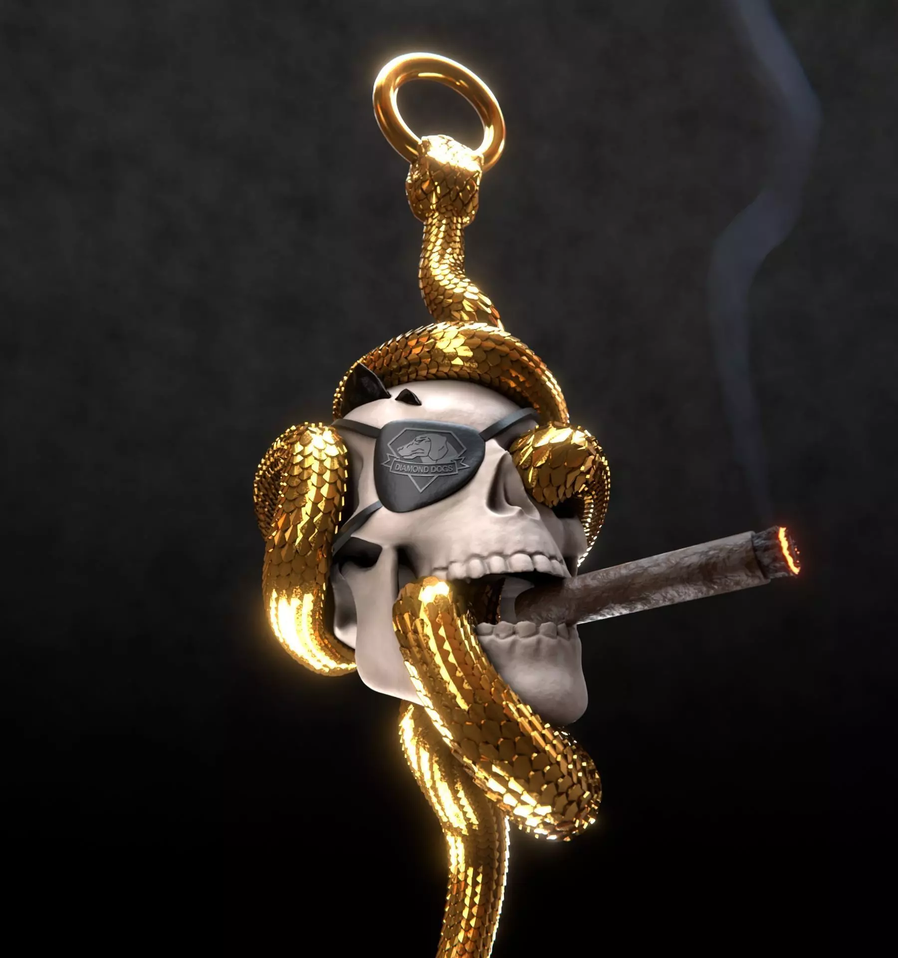 Solid snake skull Charm sculpt 3d printable  3D print model_6