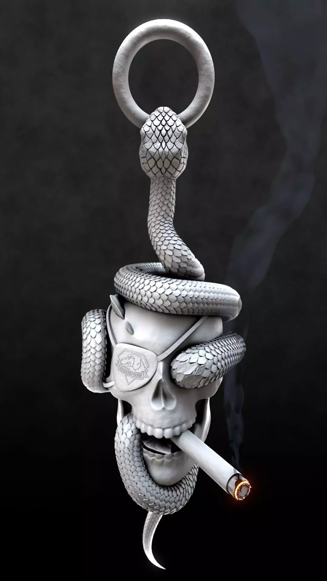 Solid snake skull Charm sculpt 3d printable  3D print model_24