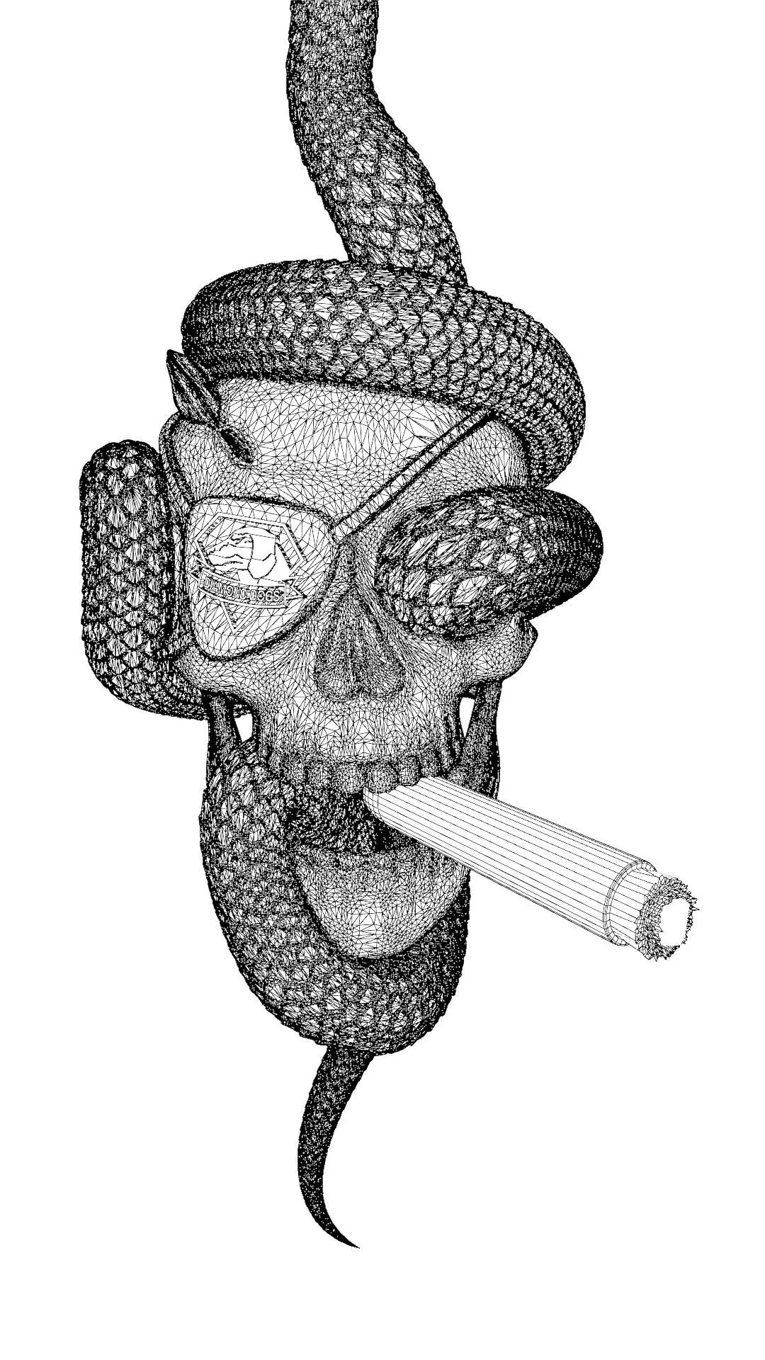 Solid snake skull Charm sculpt 3d printable  3D print model_16