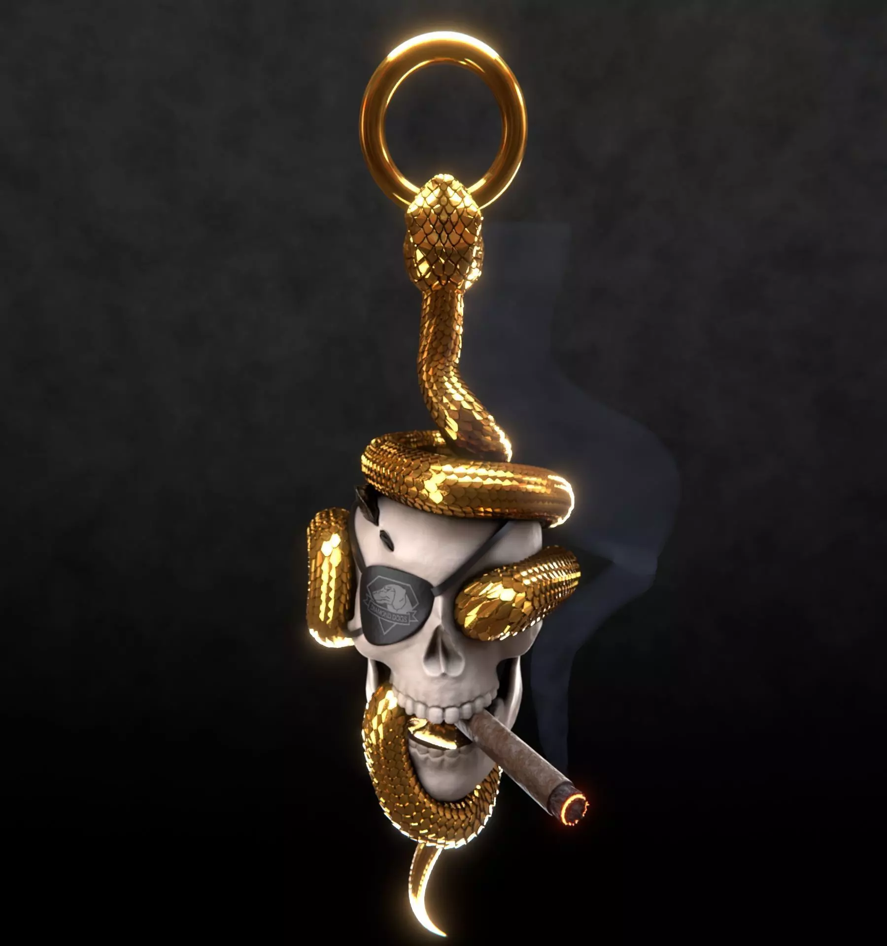 Solid snake skull Charm sculpt 3d printable  3D print model_8