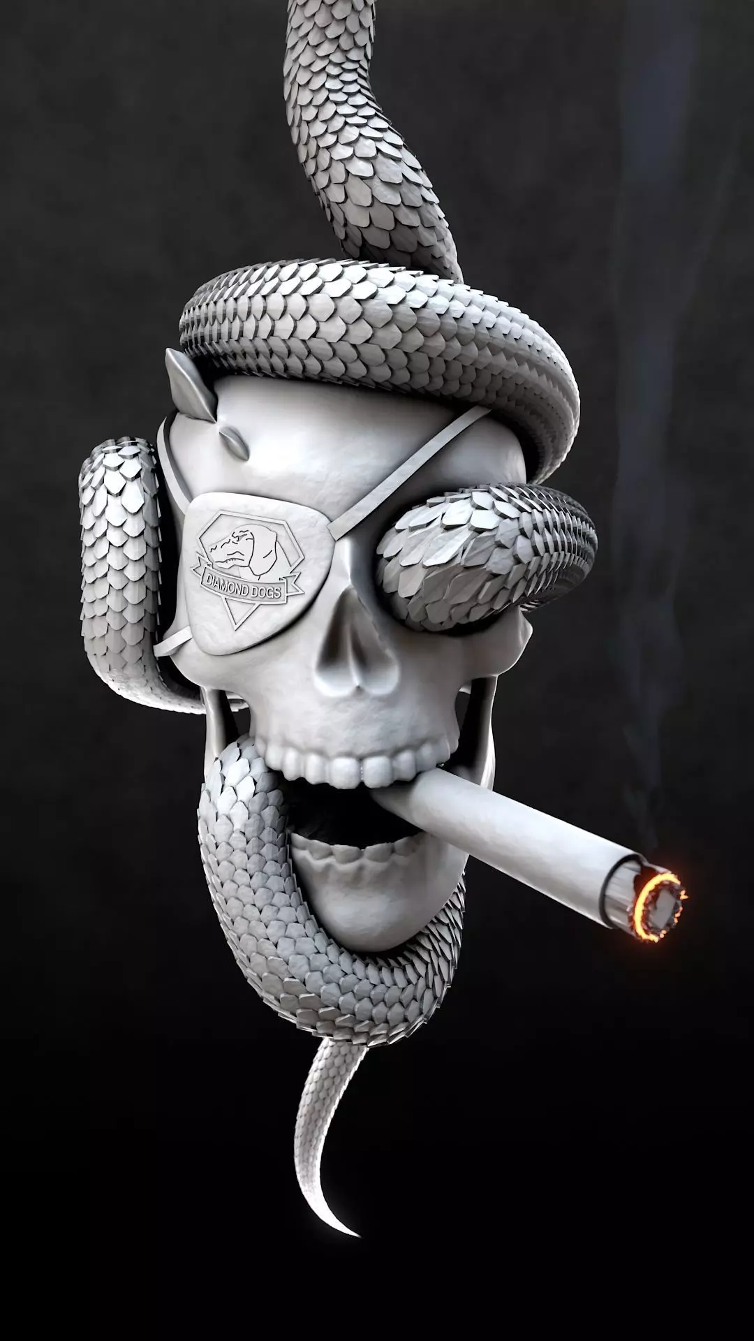 Solid snake skull Charm sculpt 3d printable  3D print model_25