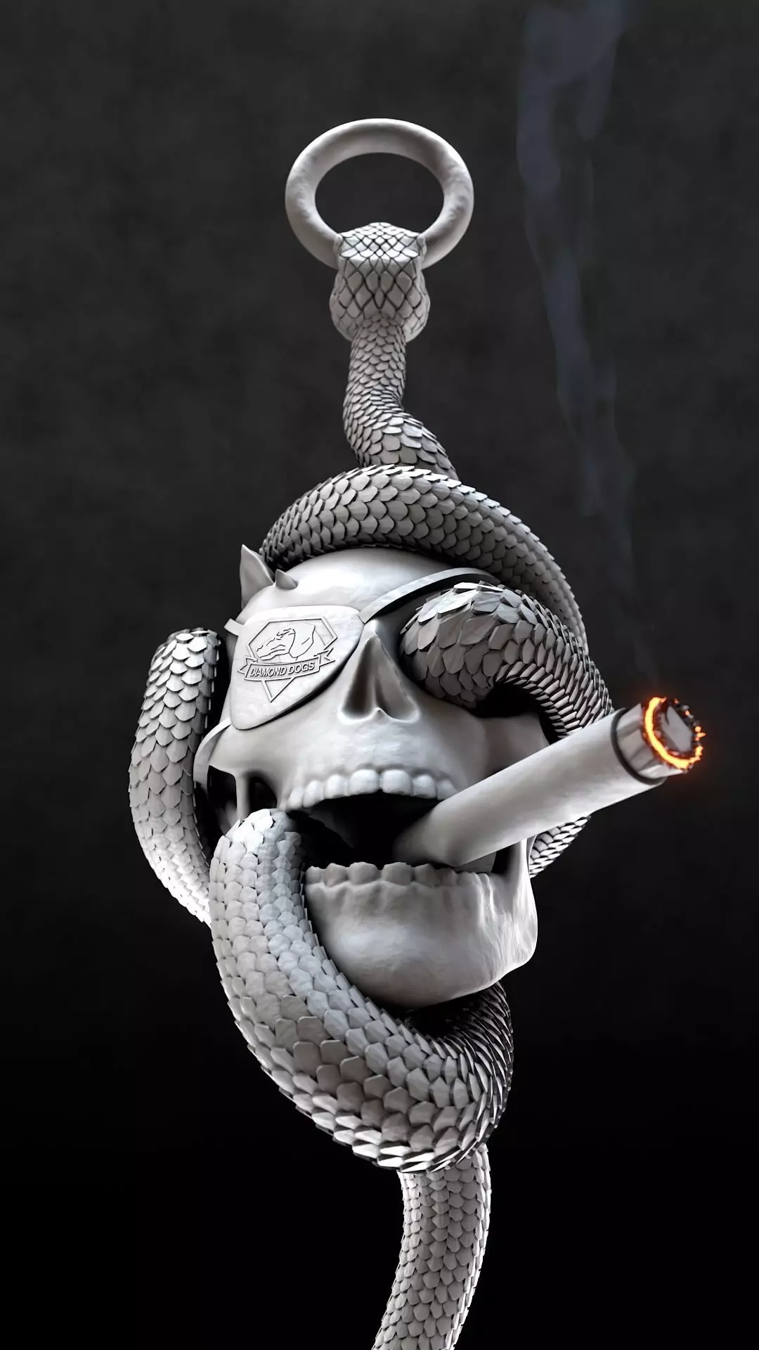 Solid snake skull Charm sculpt 3d printable  3D print model_22