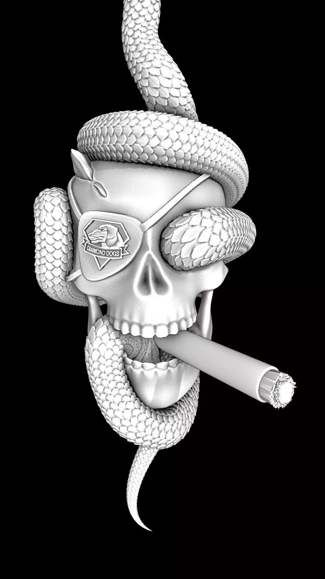 Solid snake skull Charm sculpt 3d printable  3D print model_32