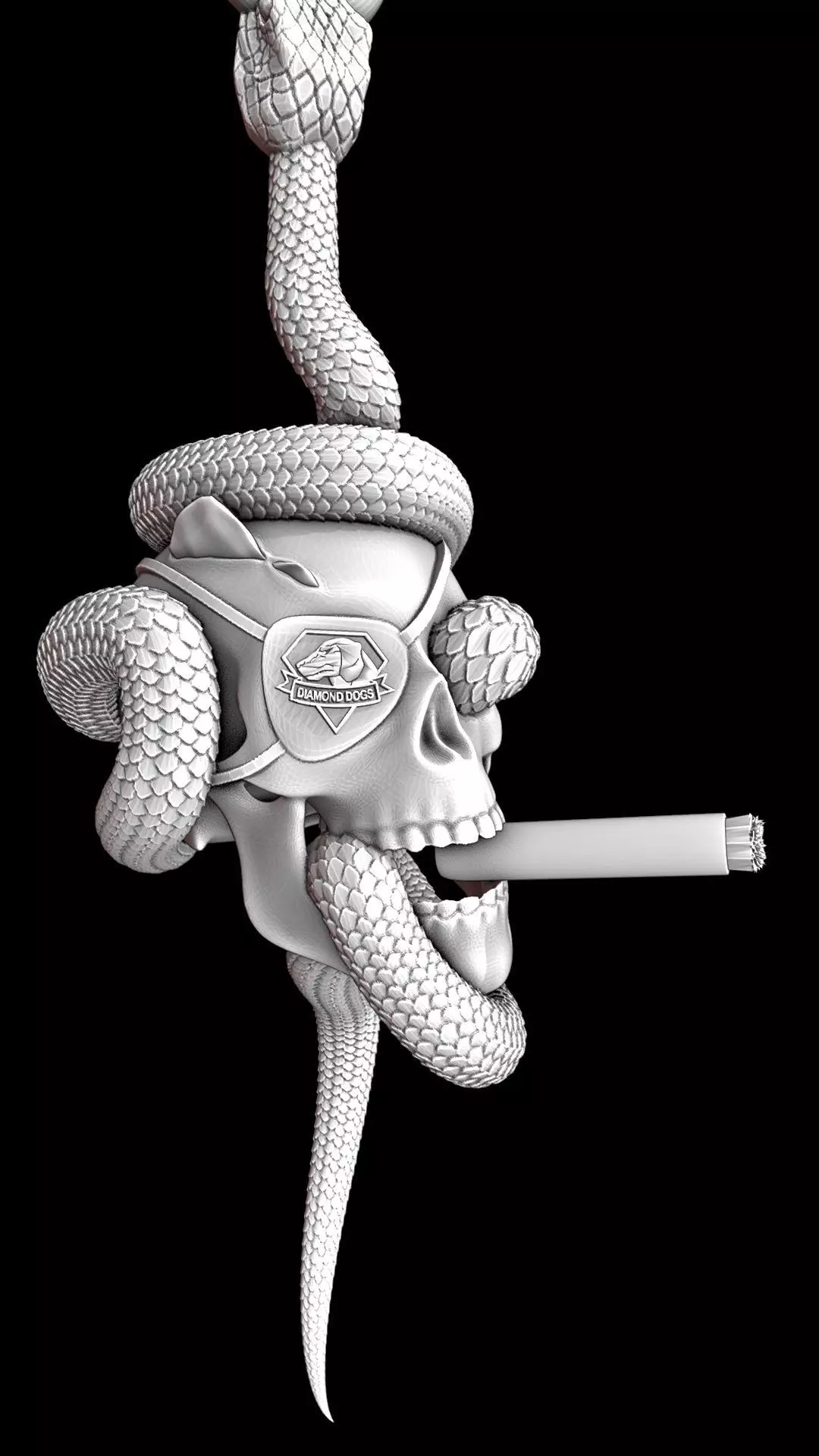 Solid snake skull Charm sculpt 3d printable  3D print model_33