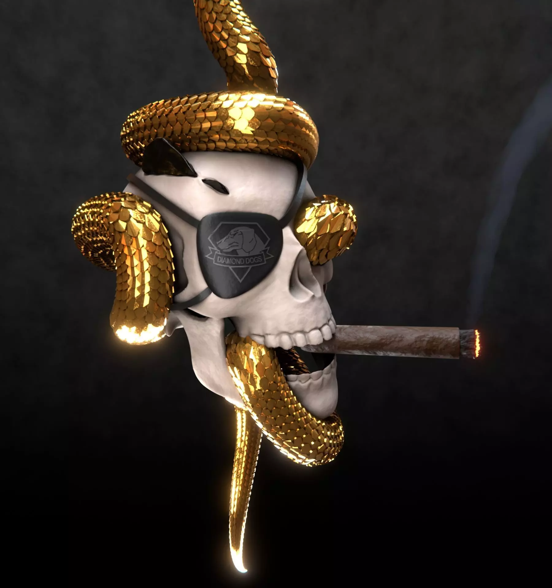 Solid snake skull Charm sculpt 3d printable  3D print model_7