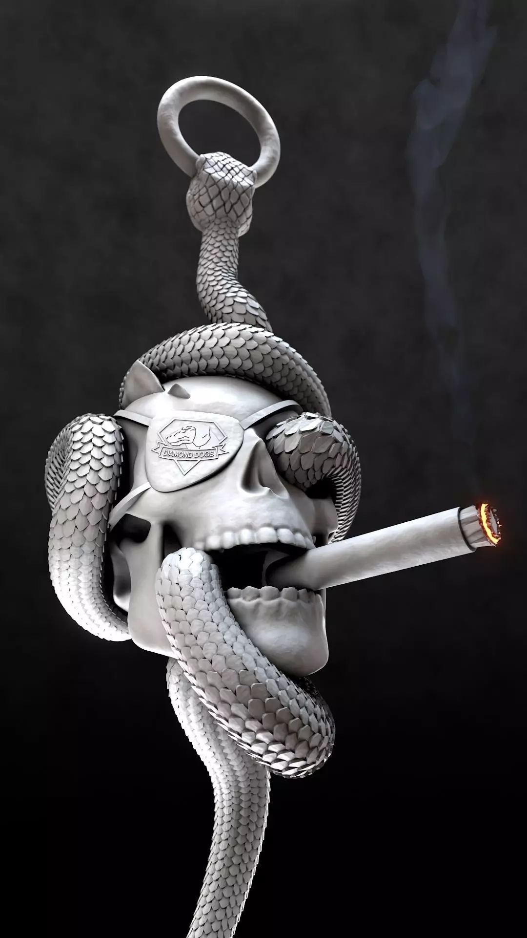 Solid snake skull Charm sculpt 3d printable  3D print model_20