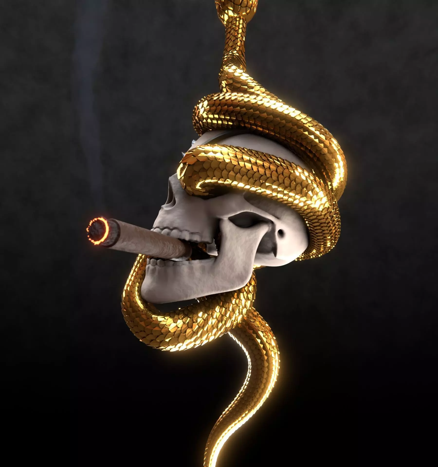 Solid snake skull Charm sculpt 3d printable  3D print model_4