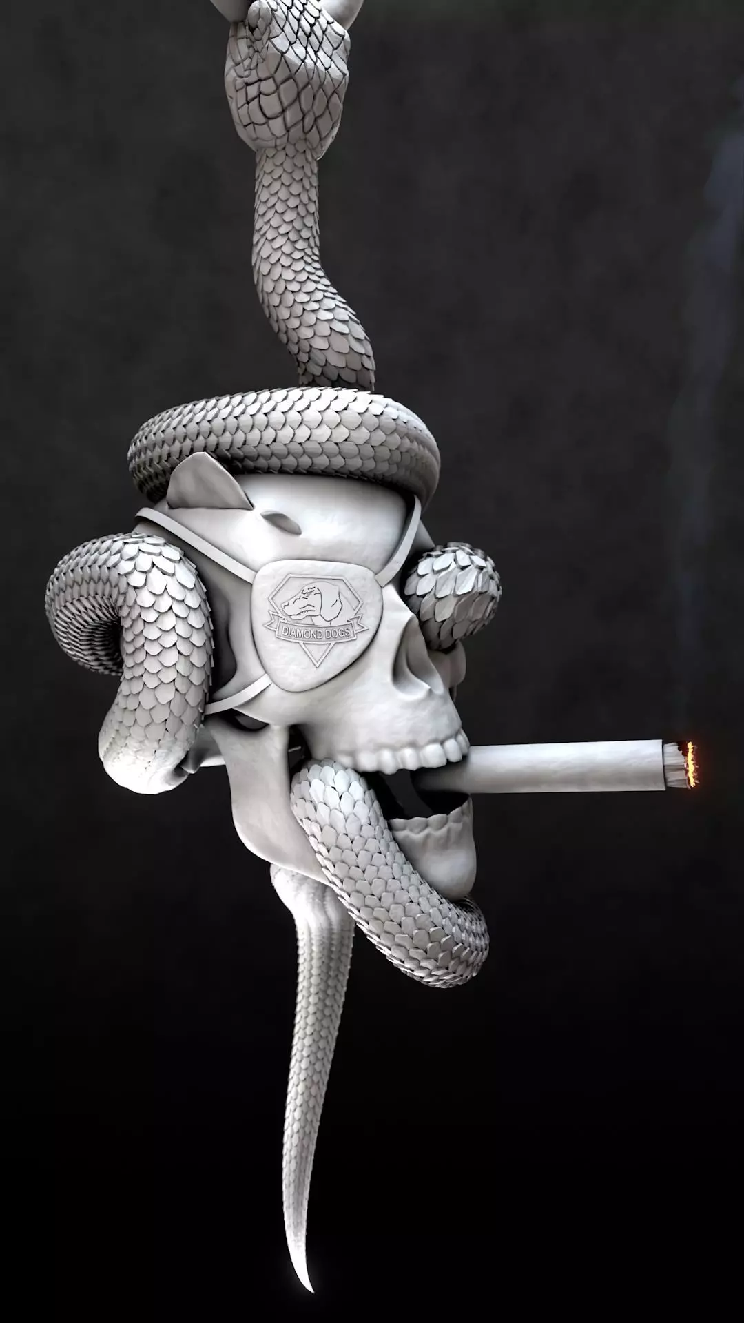 Solid snake skull Charm sculpt 3d printable  3D print model_21