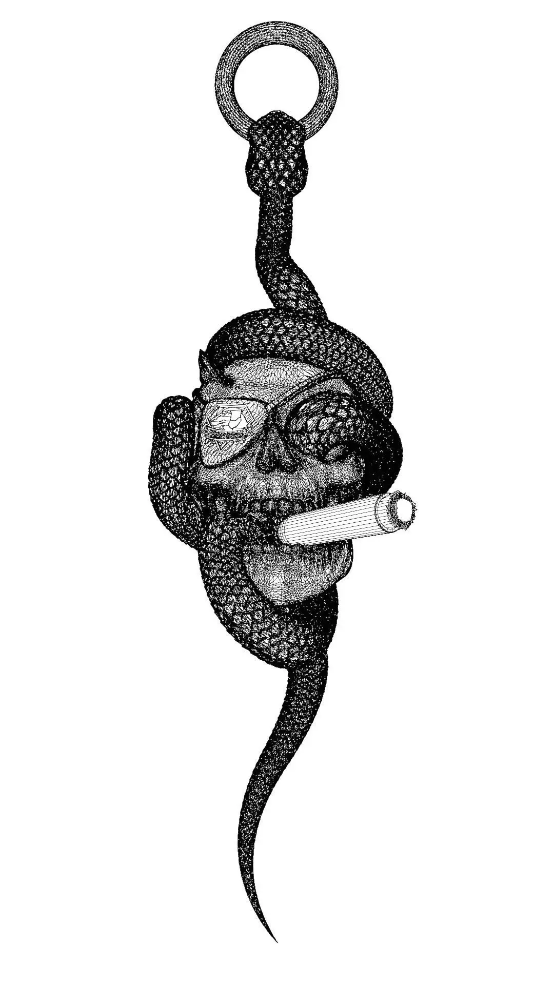 Solid snake skull Charm sculpt 3d printable  3D print model_10