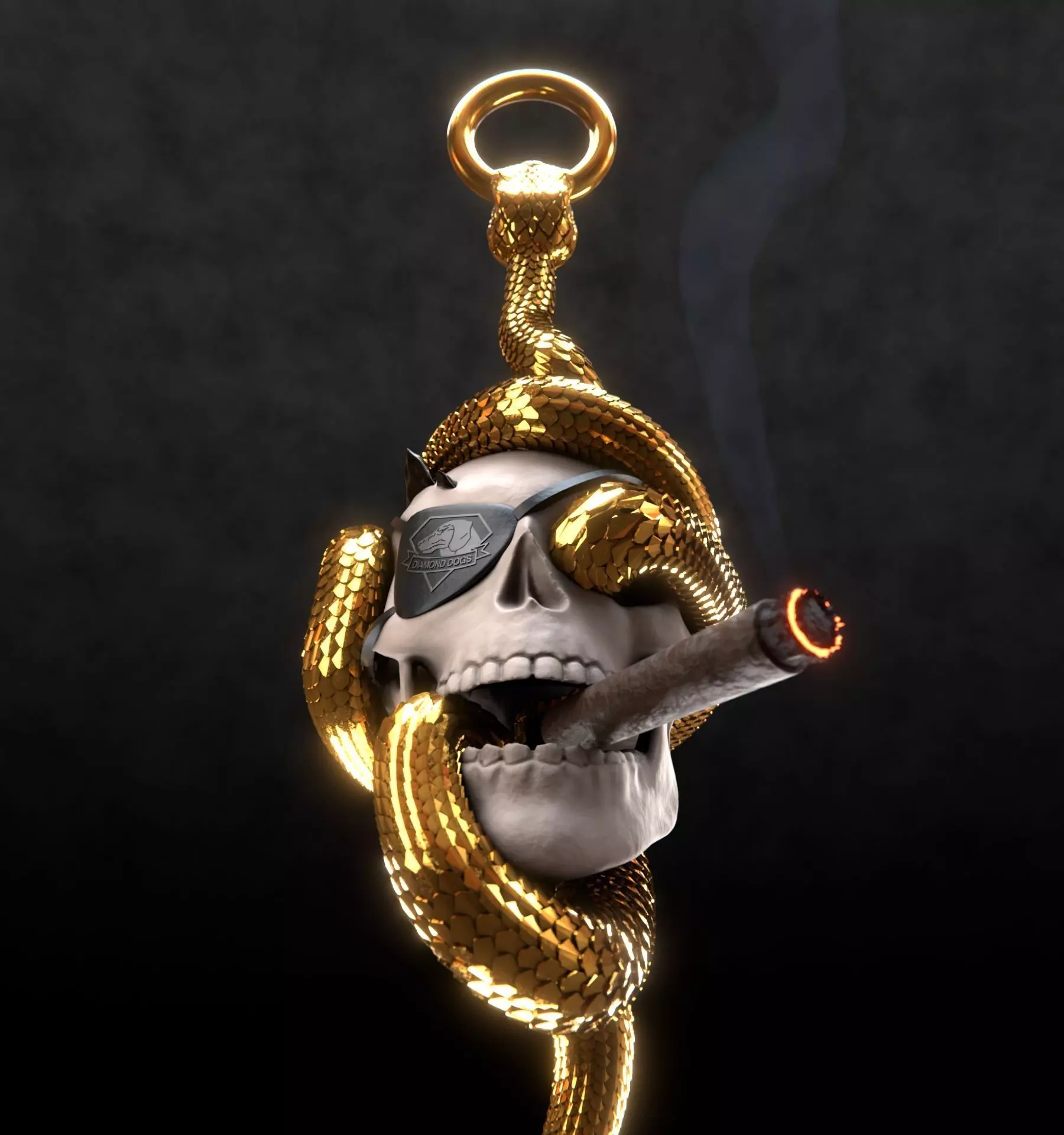 Solid snake skull Charm sculpt 3d printable  3D print model_3