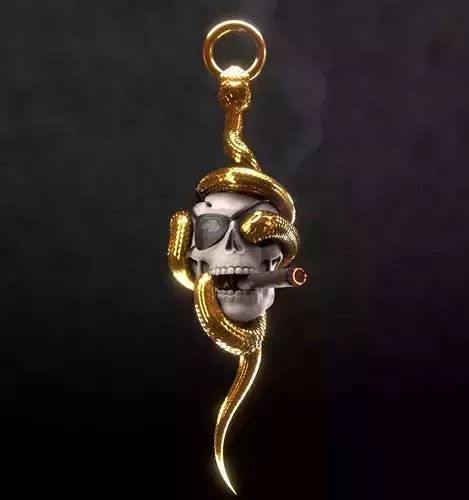 Solid snake skull Charm sculpt 3d printable 