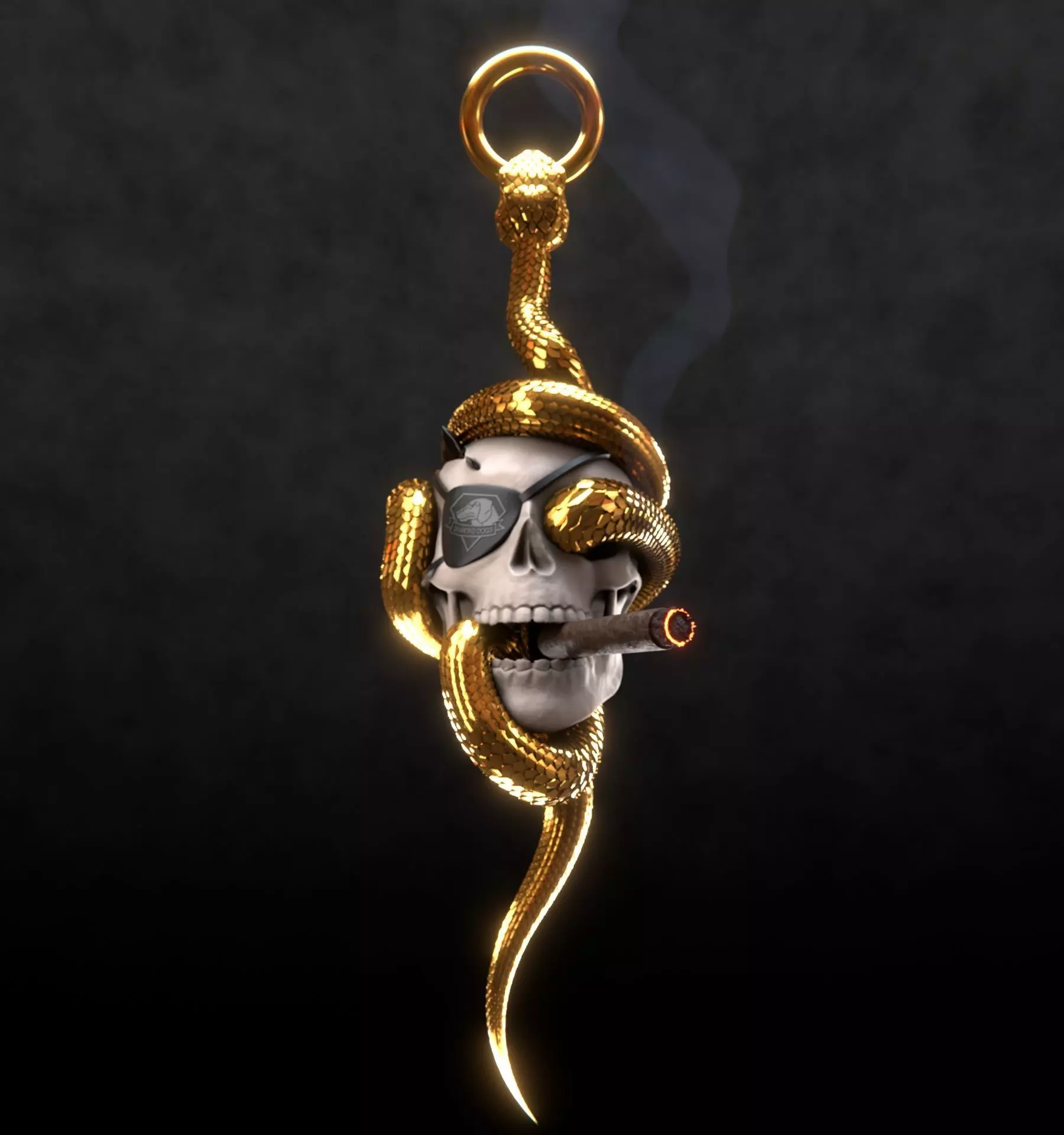 Solid snake skull Charm sculpt 3d printable  3D print model_0