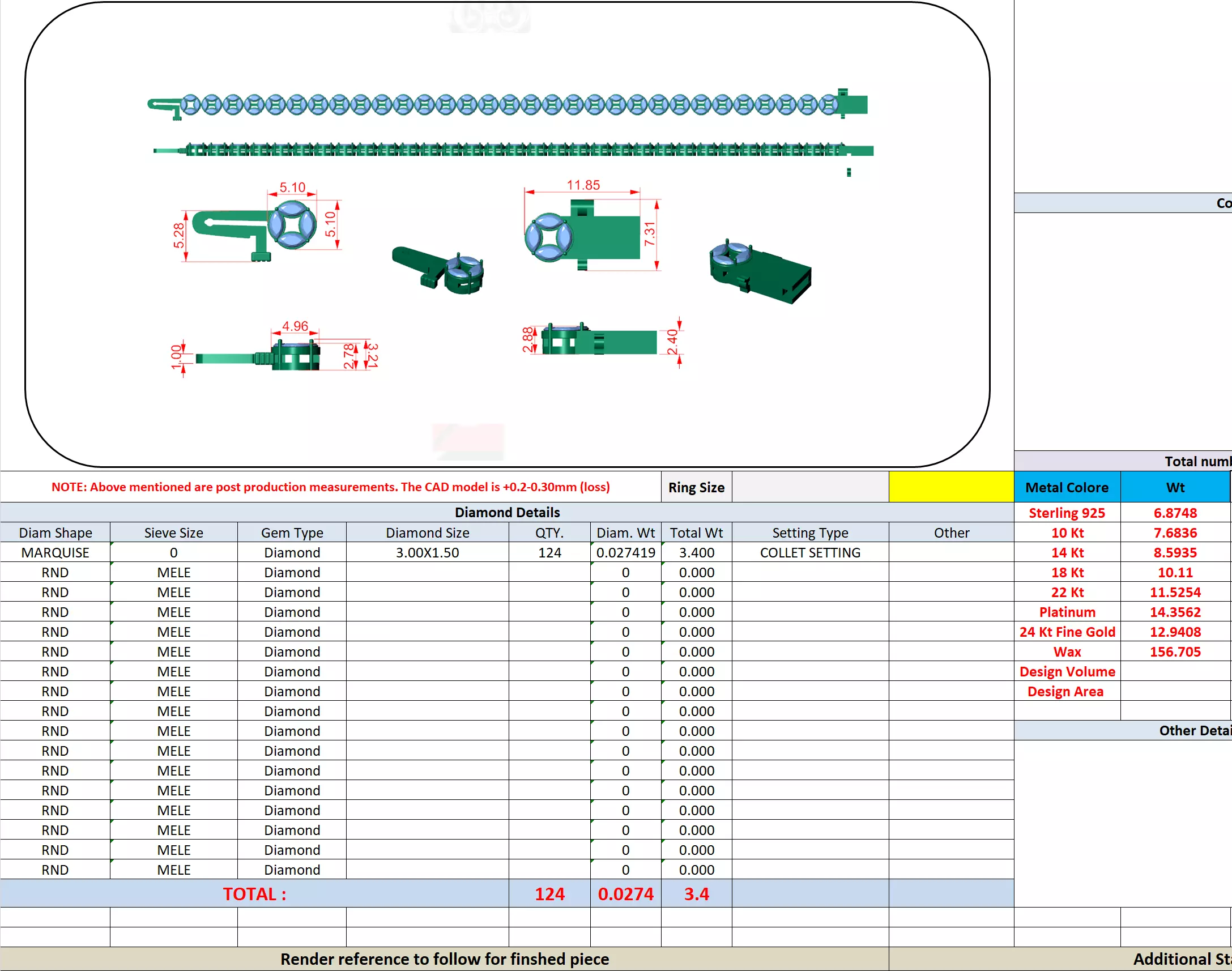 Marquise Cut Diamond Men Bracelet Design Files With Videos 3D print model_13