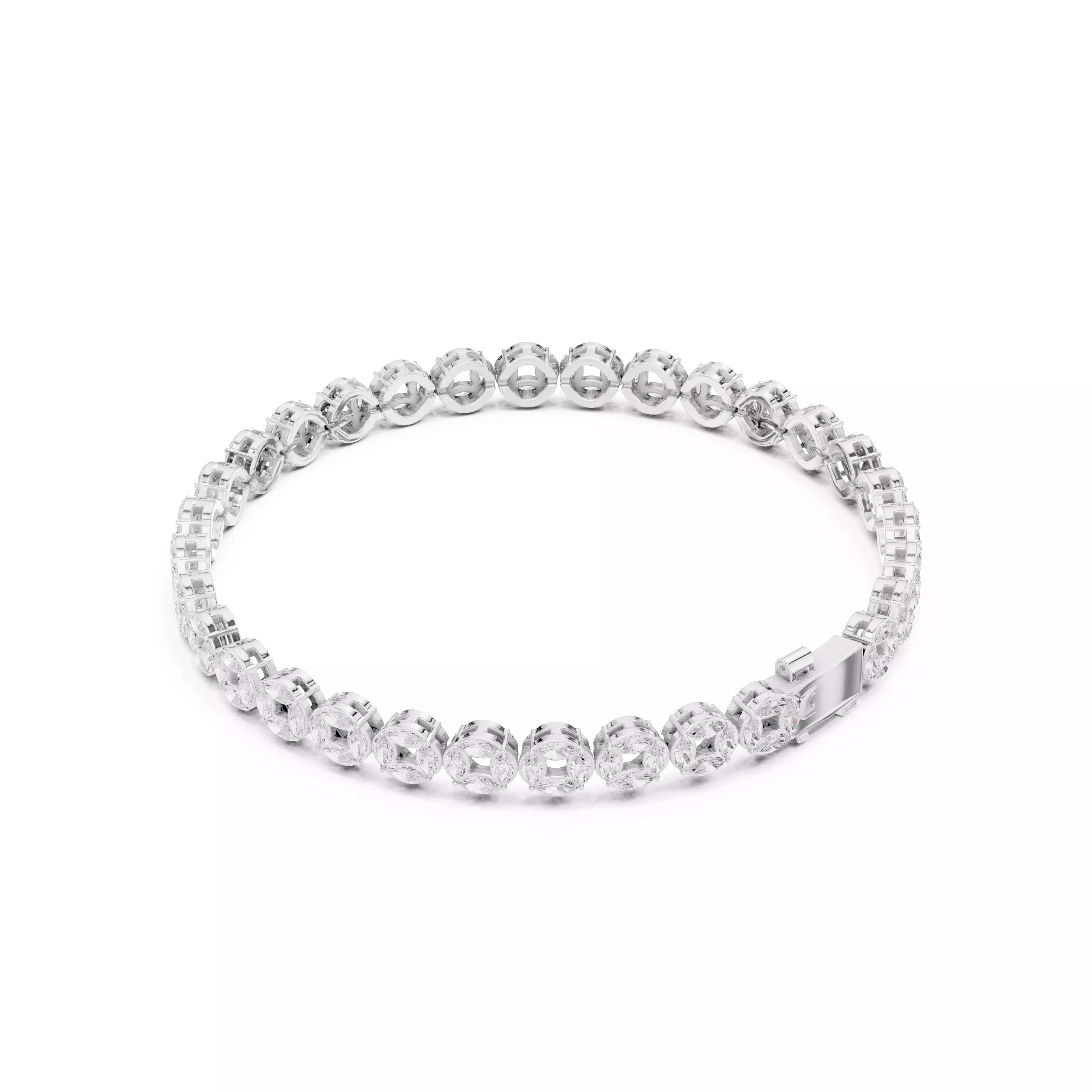 Marquise Cut Diamond Men Bracelet Design Files With Videos 3D print model_7