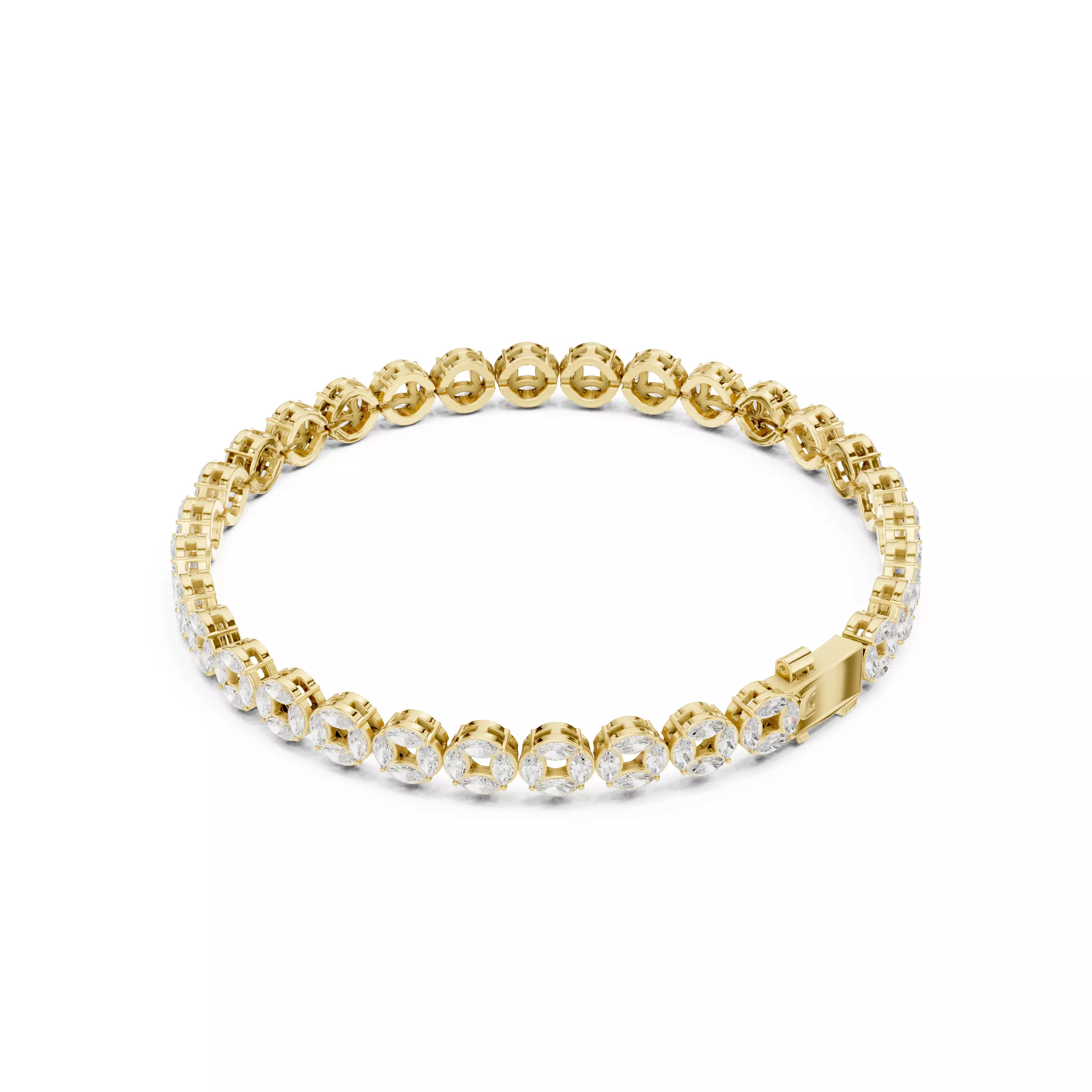 Marquise Cut Diamond Men Bracelet Design Files With Videos 3D print model_10