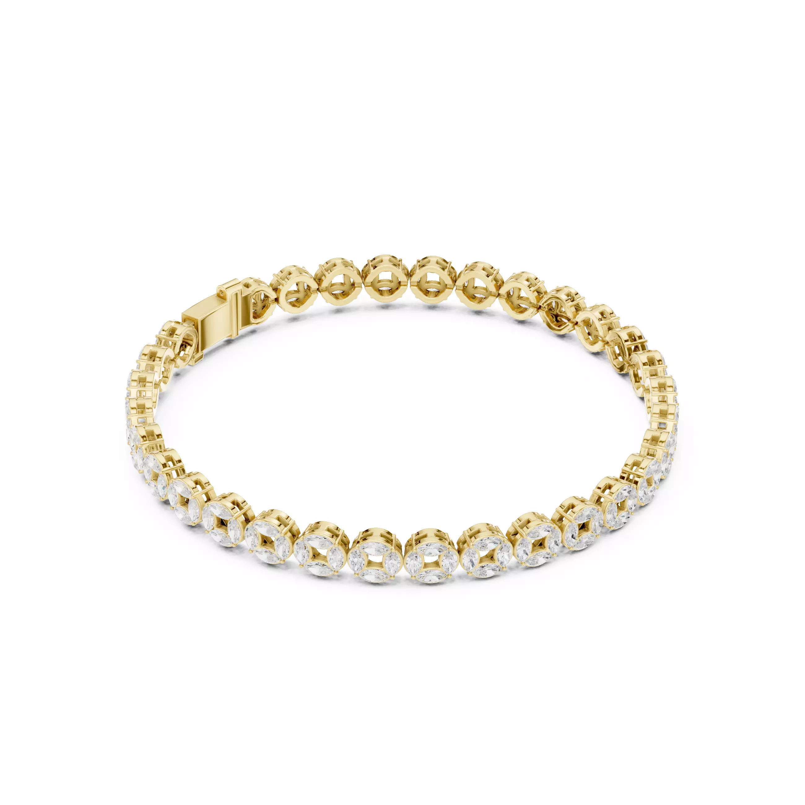 Marquise Cut Diamond Men Bracelet Design Files With Videos 3D print model_9