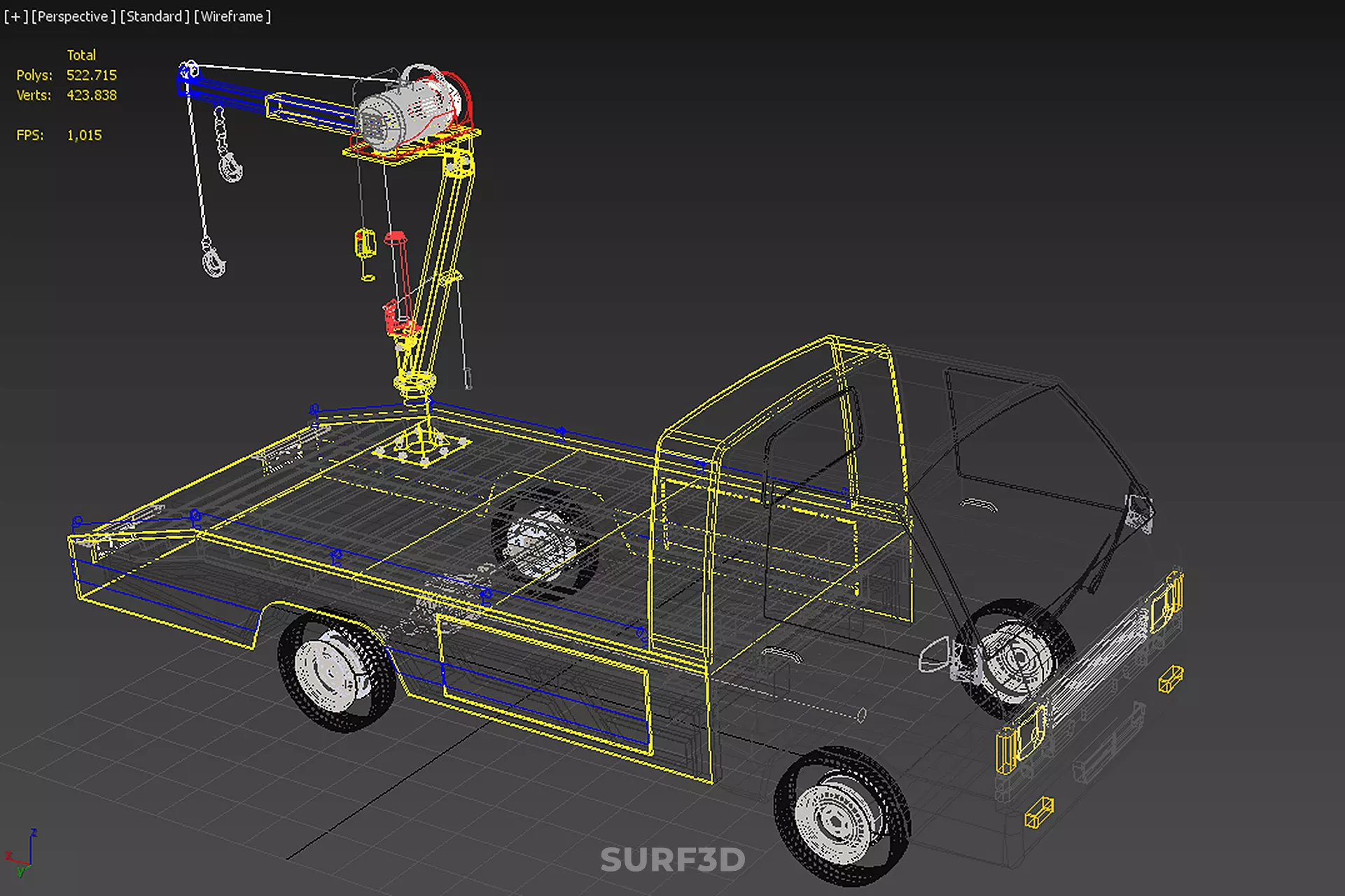 SERVICE TOW TRUCK ROADSIDE OVERHEAD REAR RECOVERY LIFTING CRANE 3D model_36