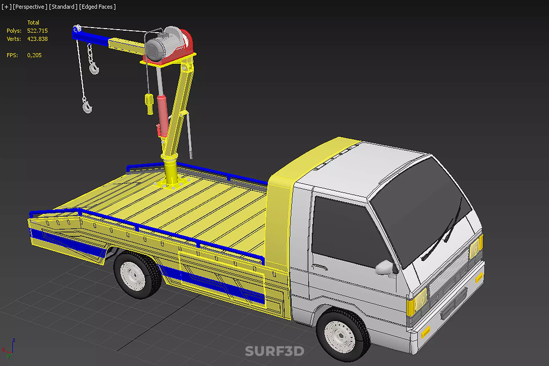 SERVICE TOW TRUCK ROADSIDE OVERHEAD REAR RECOVERY LIFTING CRANE 3D model_35