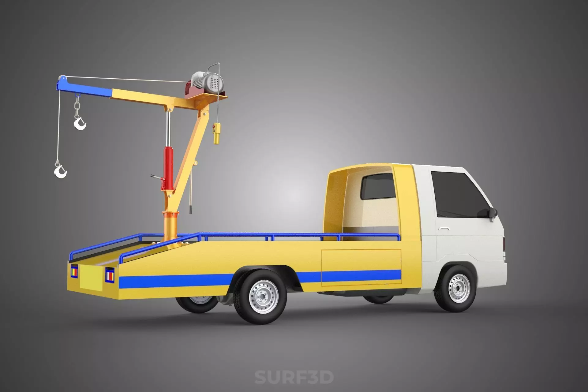 SERVICE TOW TRUCK ROADSIDE OVERHEAD REAR RECOVERY LIFTING CRANE 3D model_26