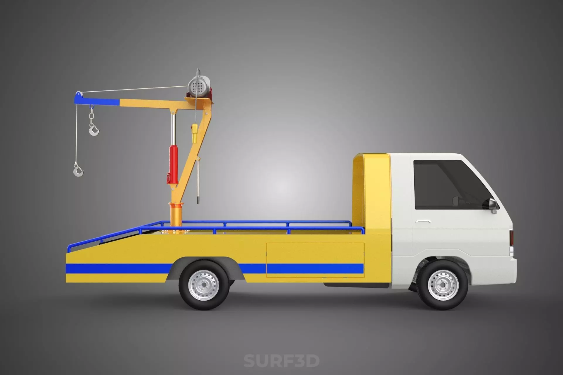 SERVICE TOW TRUCK ROADSIDE OVERHEAD REAR RECOVERY LIFTING CRANE 3D model_25