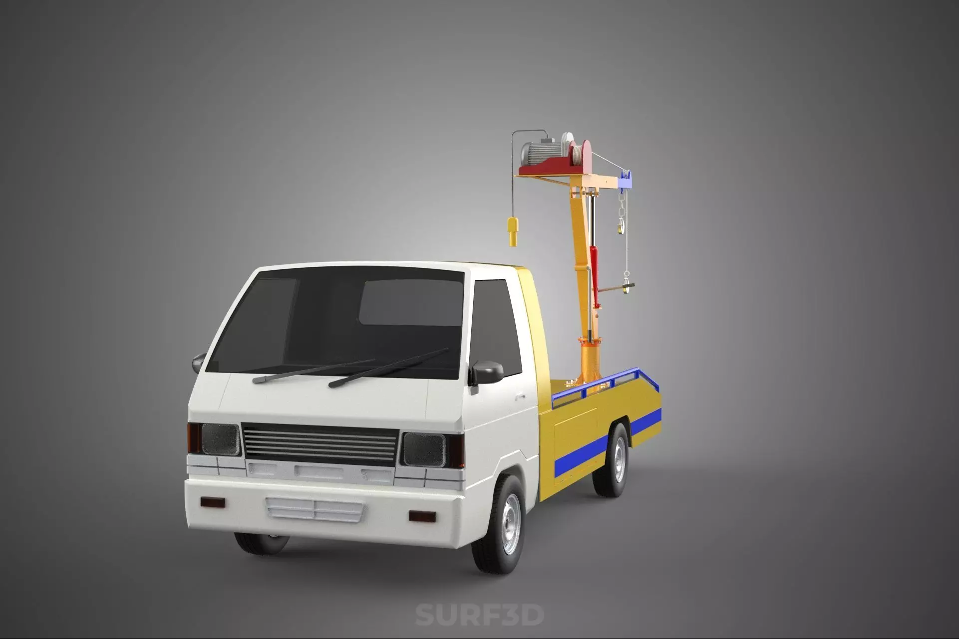 SERVICE TOW TRUCK ROADSIDE OVERHEAD REAR RECOVERY LIFTING CRANE 3D model_28