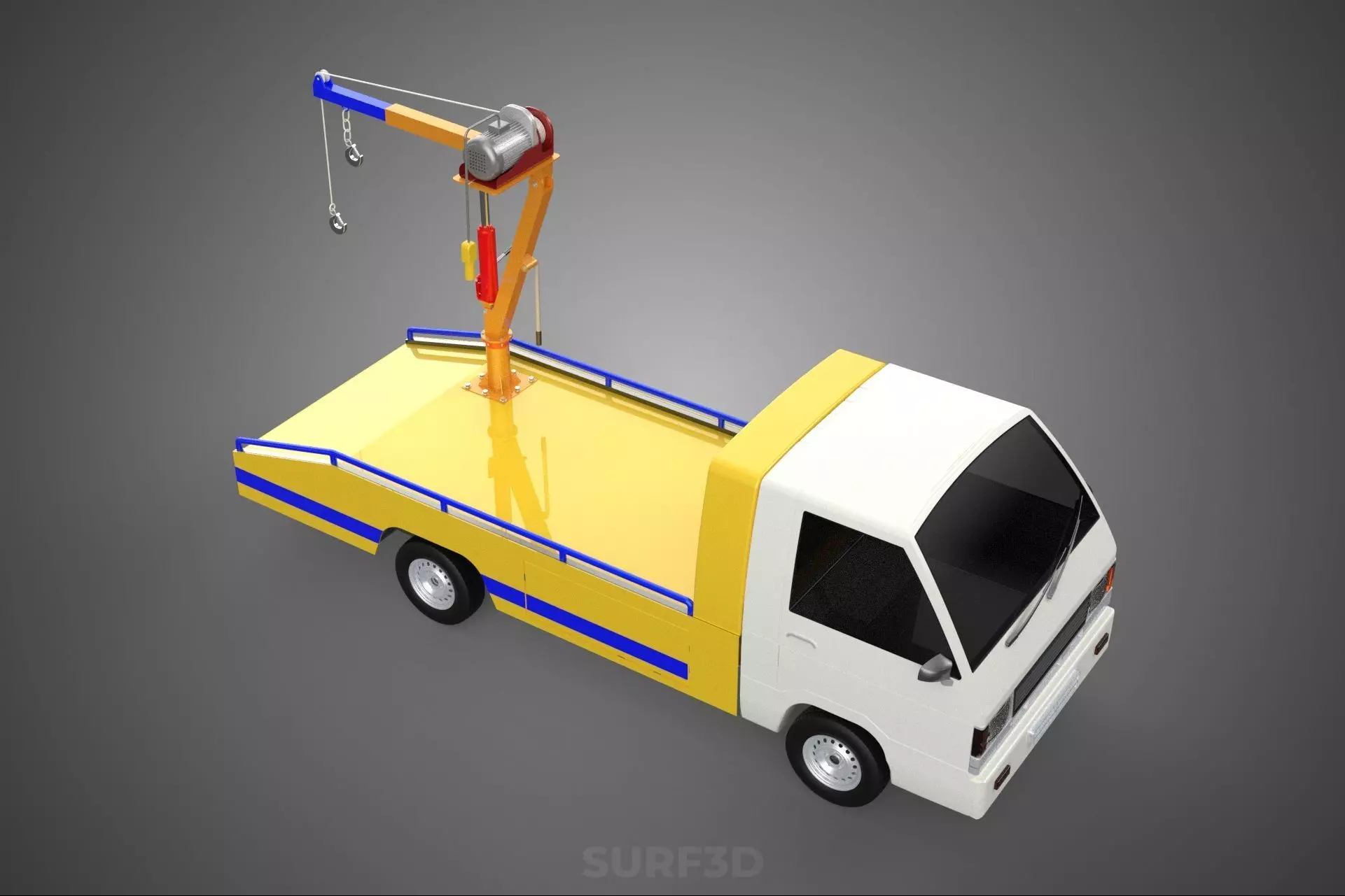 SERVICE TOW TRUCK ROADSIDE OVERHEAD REAR RECOVERY LIFTING CRANE 3D model_0