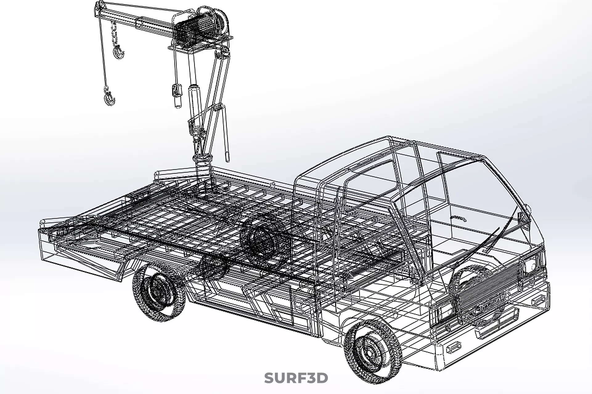 SERVICE TOW TRUCK ROADSIDE OVERHEAD REAR RECOVERY LIFTING CRANE 3D model_37
