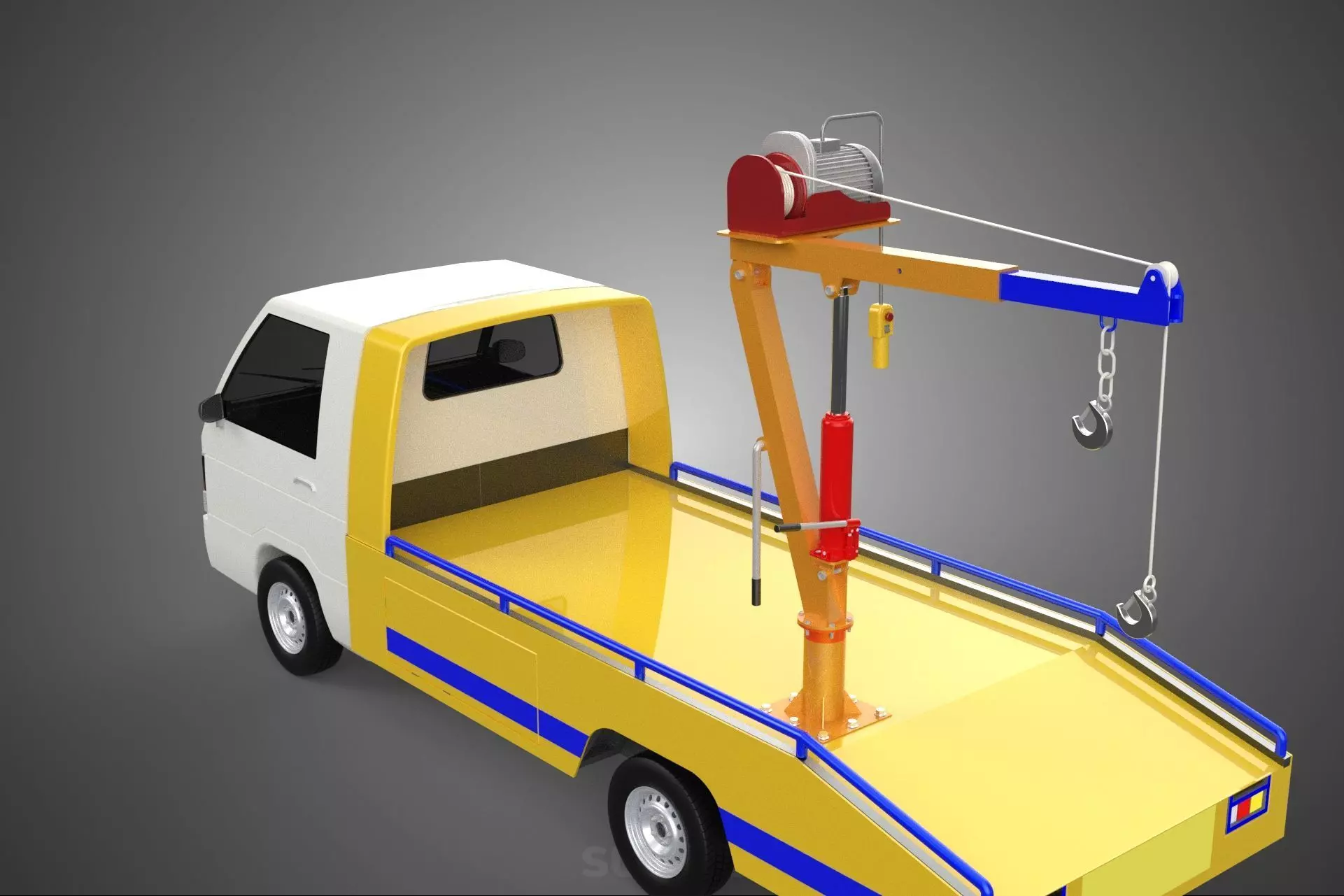 SERVICE TOW TRUCK ROADSIDE OVERHEAD REAR RECOVERY LIFTING CRANE 3D model_31