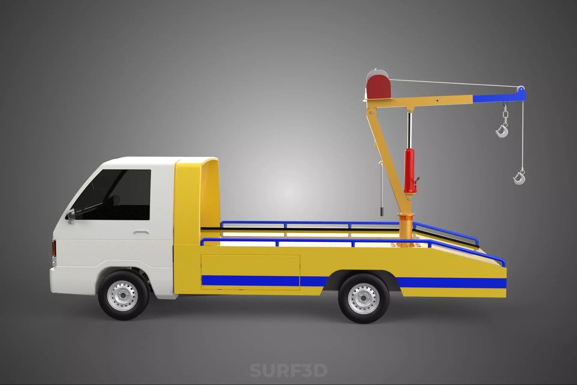 SERVICE TOW TRUCK ROADSIDE OVERHEAD REAR RECOVERY LIFTING CRANE 3D model_15