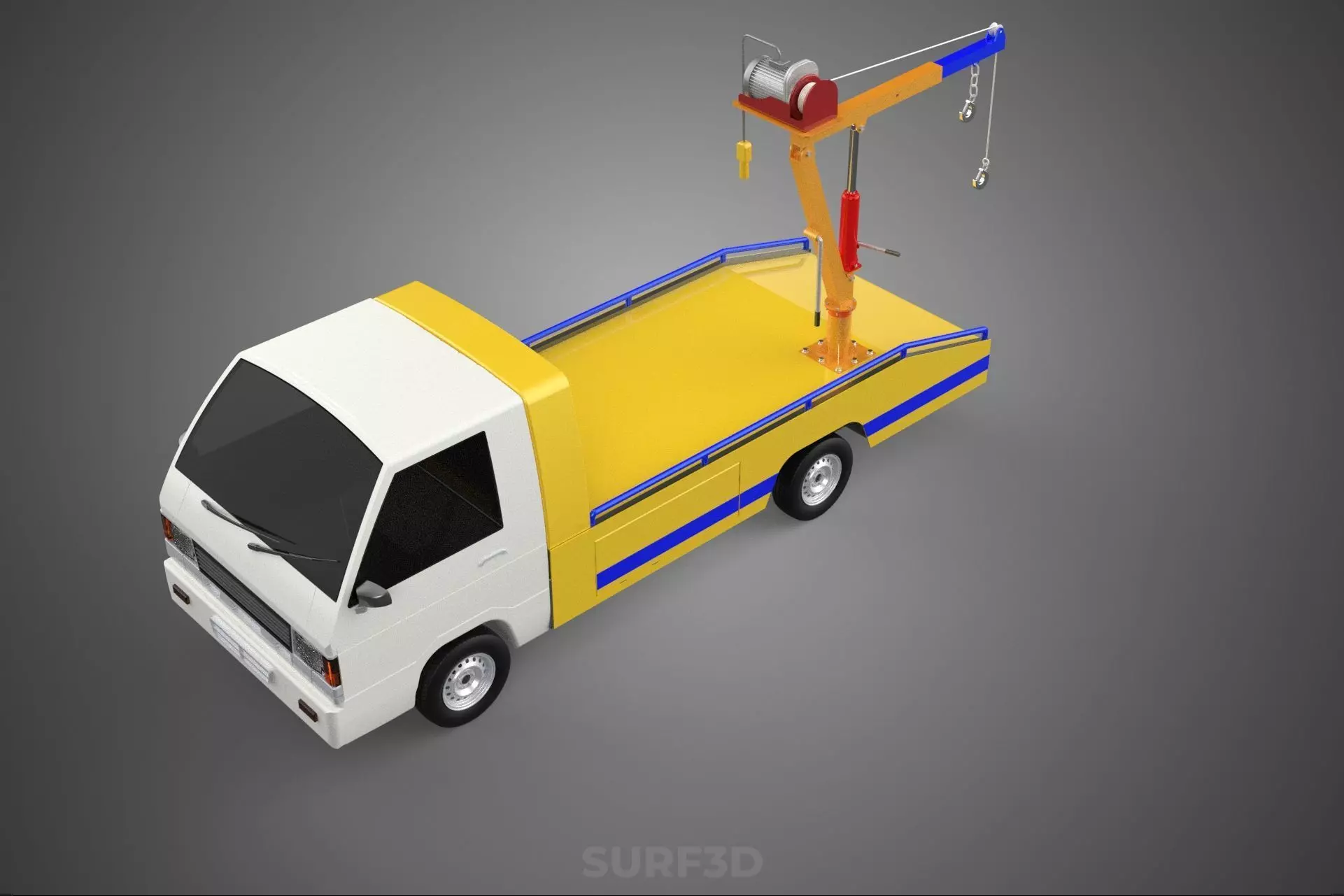SERVICE TOW TRUCK ROADSIDE OVERHEAD REAR RECOVERY LIFTING CRANE 3D model_6
