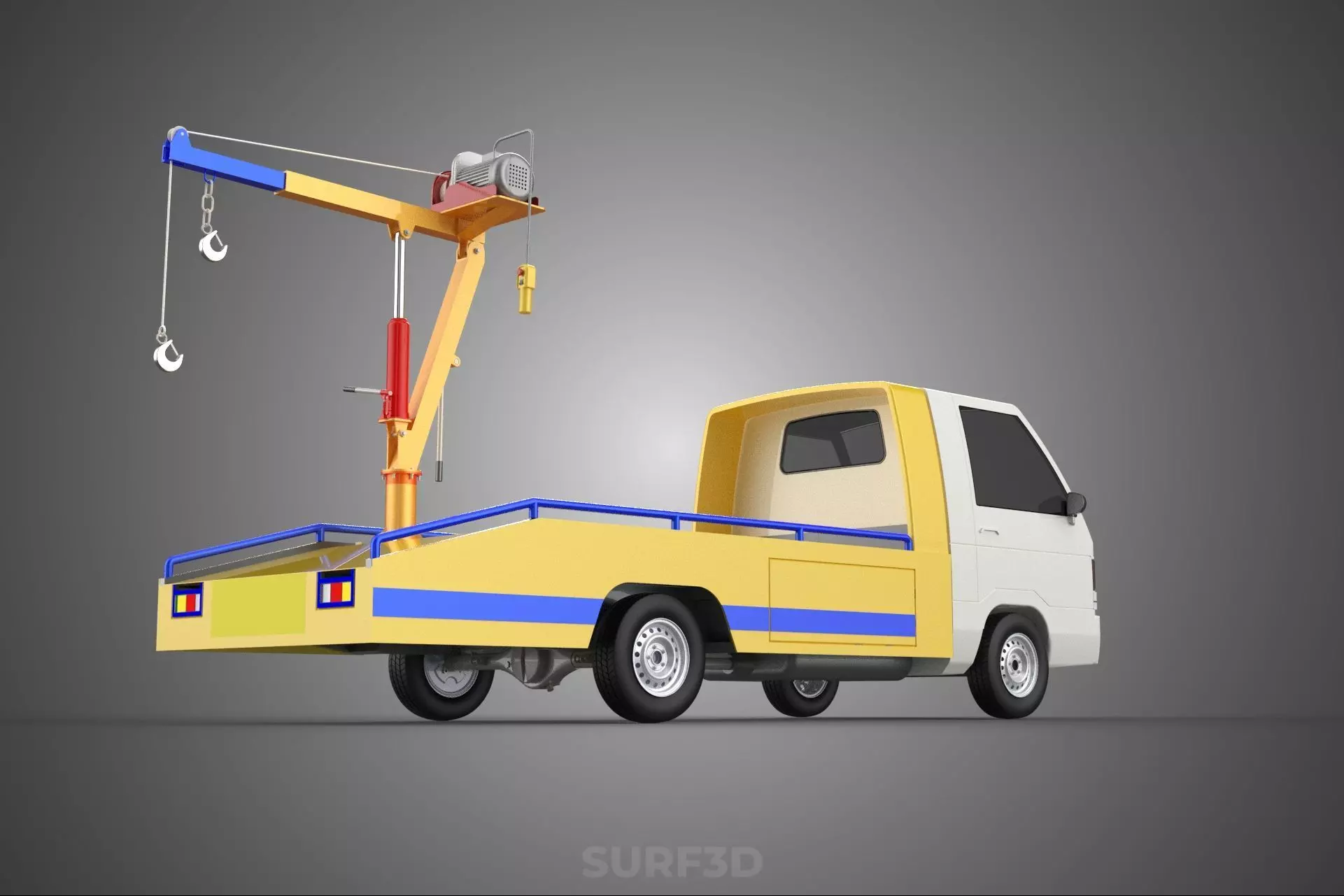 SERVICE TOW TRUCK ROADSIDE OVERHEAD REAR RECOVERY LIFTING CRANE 3D model_19