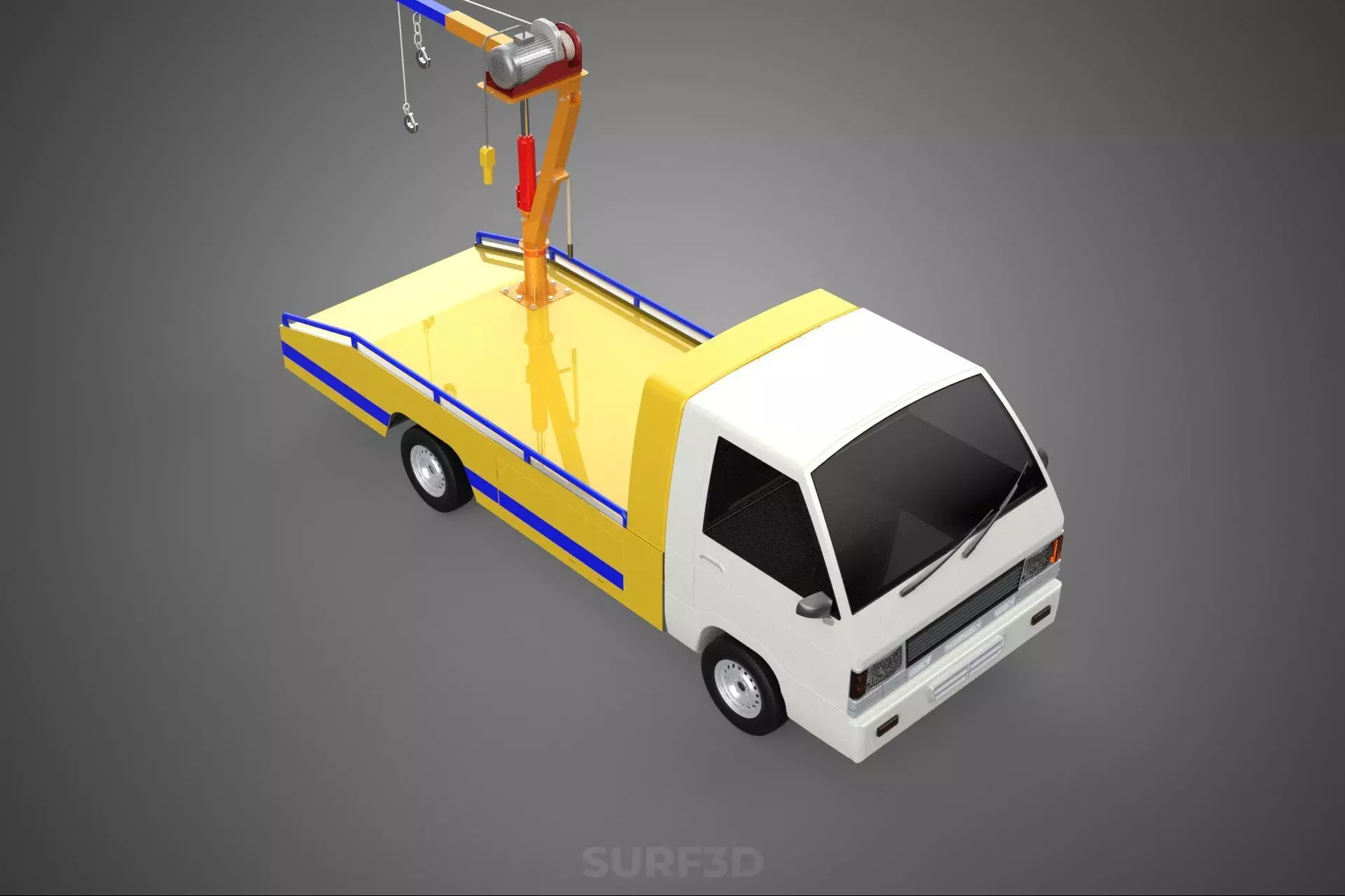 SERVICE TOW TRUCK ROADSIDE OVERHEAD REAR RECOVERY LIFTING CRANE 3D model_4