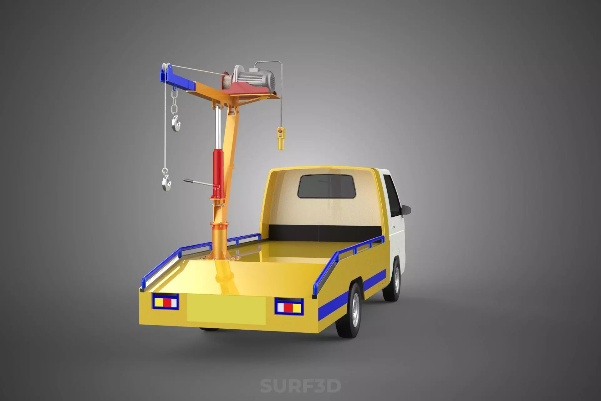 SERVICE TOW TRUCK ROADSIDE OVERHEAD REAR RECOVERY LIFTING CRANE 3D model_30