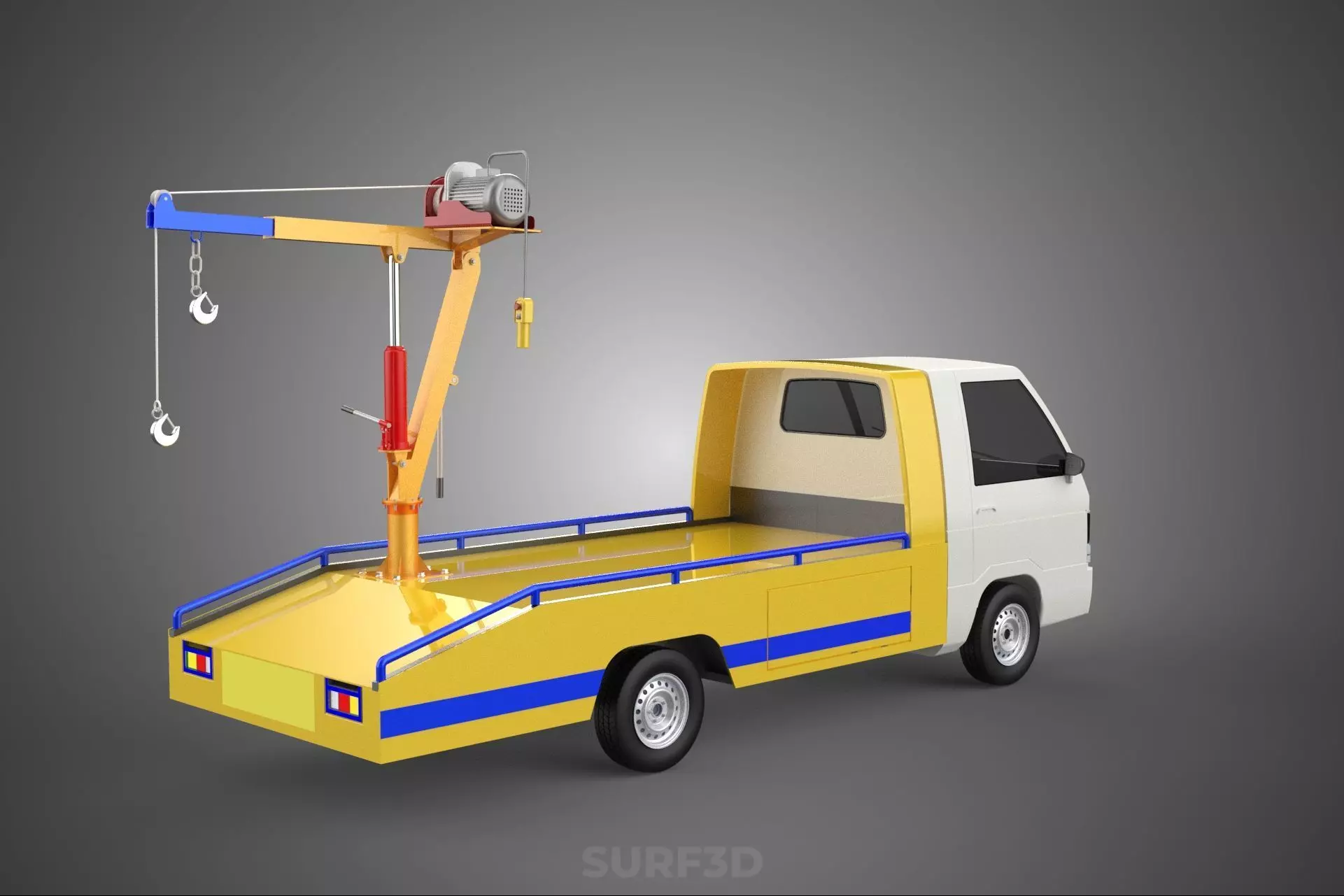 SERVICE TOW TRUCK ROADSIDE OVERHEAD REAR RECOVERY LIFTING CRANE 3D model_10